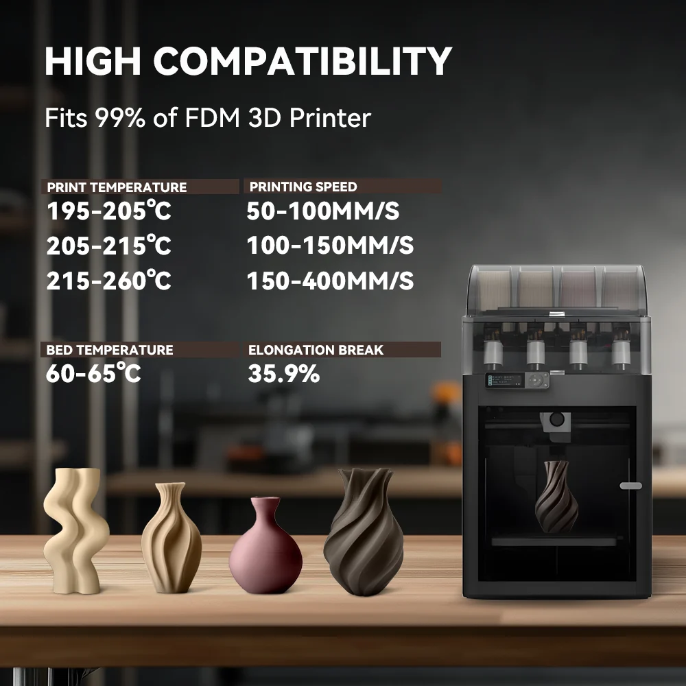 [MOQ: 3KG] Optimized Wood PLA 3D Printer Filament 1KG, Optimized and Upgraded Wood Texture