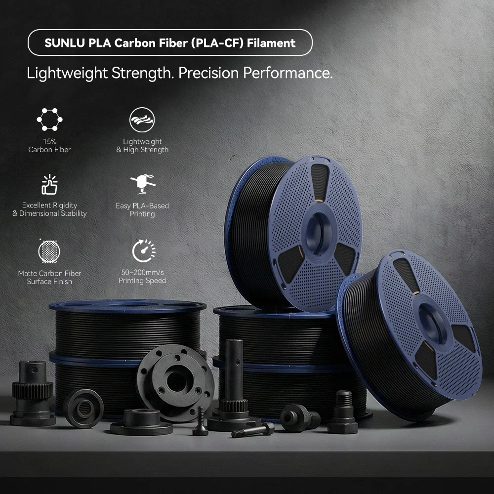 [MOQ: 3KG] PLA-CF, PLA Carbon Fiber 3D Printer Filament 1KG, filled with 15% Carbon Fiber