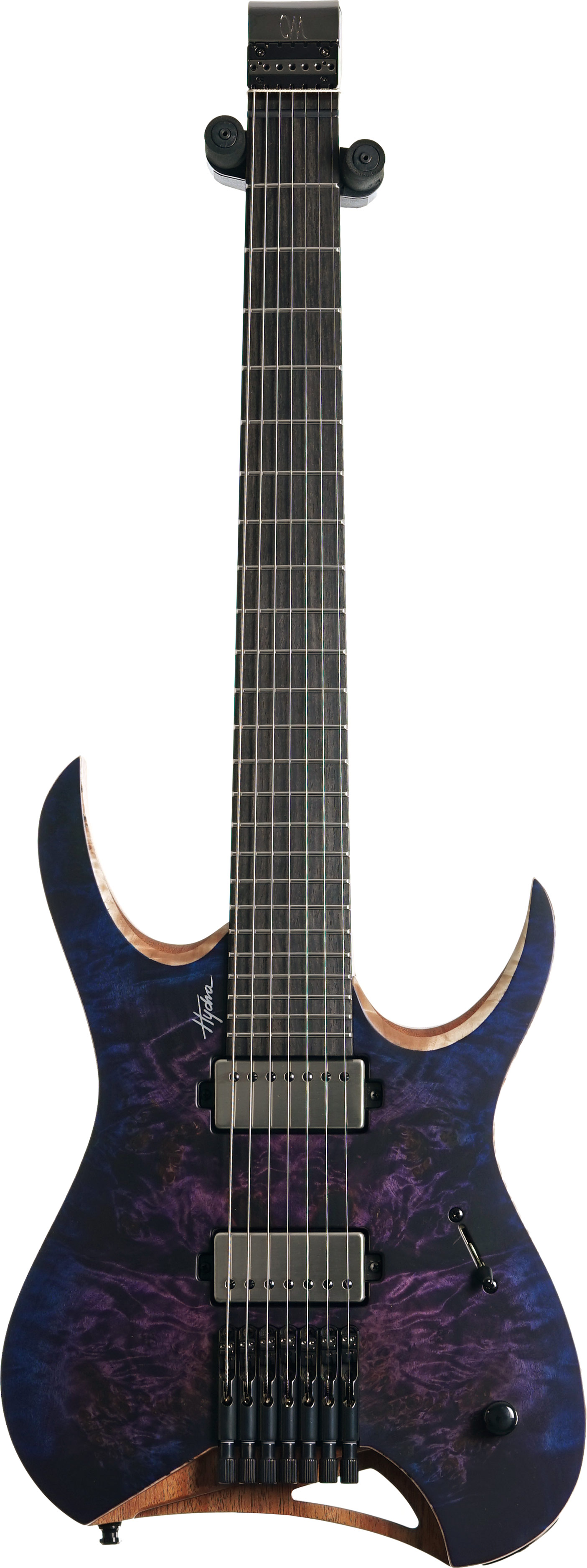 GUITARGUITAR Mayones Hydra Elite 7, Eye Poplar 3A, Trans Dirty Purple Blue Burst Satine, Black Hardware, BKP TKO #HF0000724