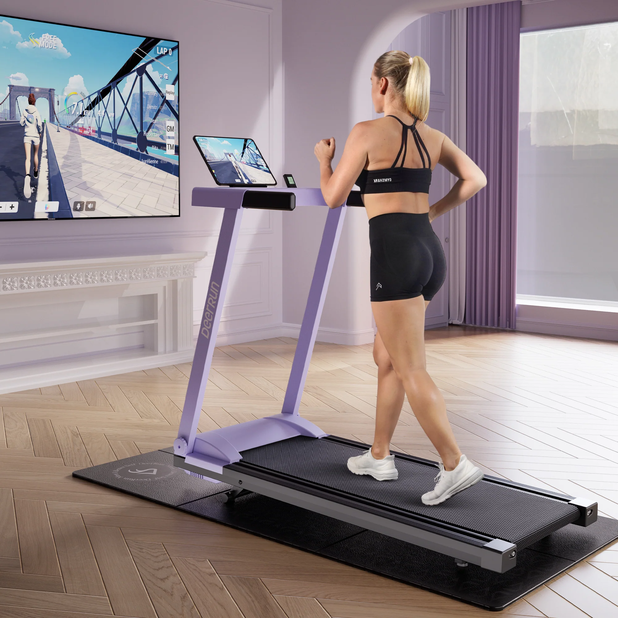 DeerRun All-New 2026 A1 Pro Move+  6% Incline Foldable Treadmill——Upgraded Chip & NFC Support | 350 lbs, 10 mph Dreamy Violet