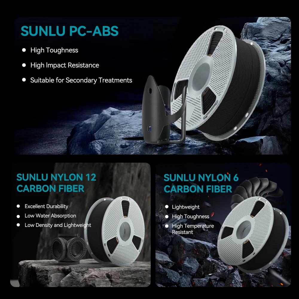 Nylon-12 Carbon Fiber (PA12-CF) 3D Printer Filament 1KG