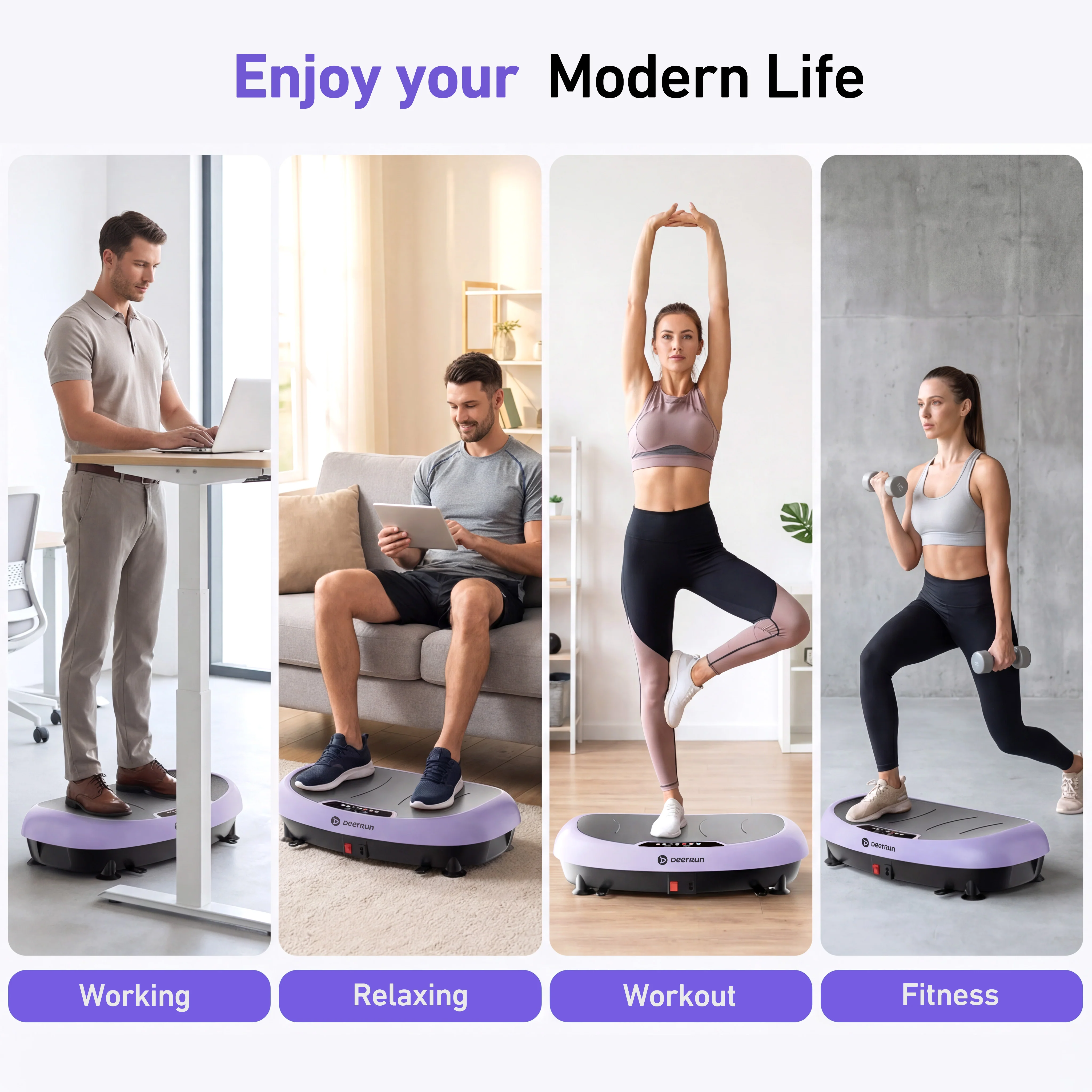 DeerRun® High-Power Full‑Body Vibration Plate Workout, 220lbs