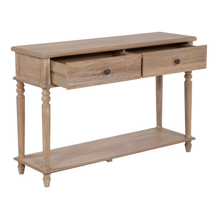 World Market Rafe Wire Brushed Natural Wood Console Table with Drawers