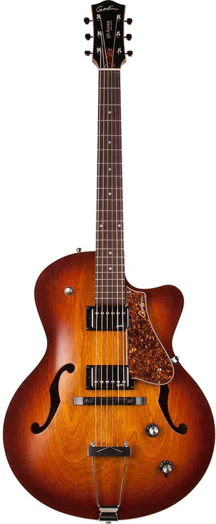 GUITARGUITAR Godin 5th Avenue Semi Acoustic Guitar Cognac Burst Kingpin II HB
