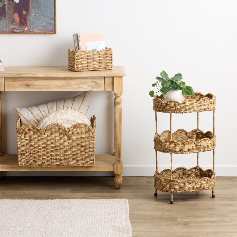 World Market Daisy Natural Seagrass Scalloped Basket Collection