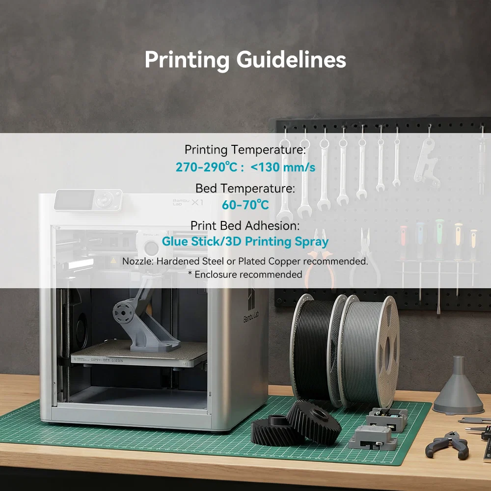 Nylon-6 Glass Fiber (PA6-GF) 3D Printer Filament 1KG