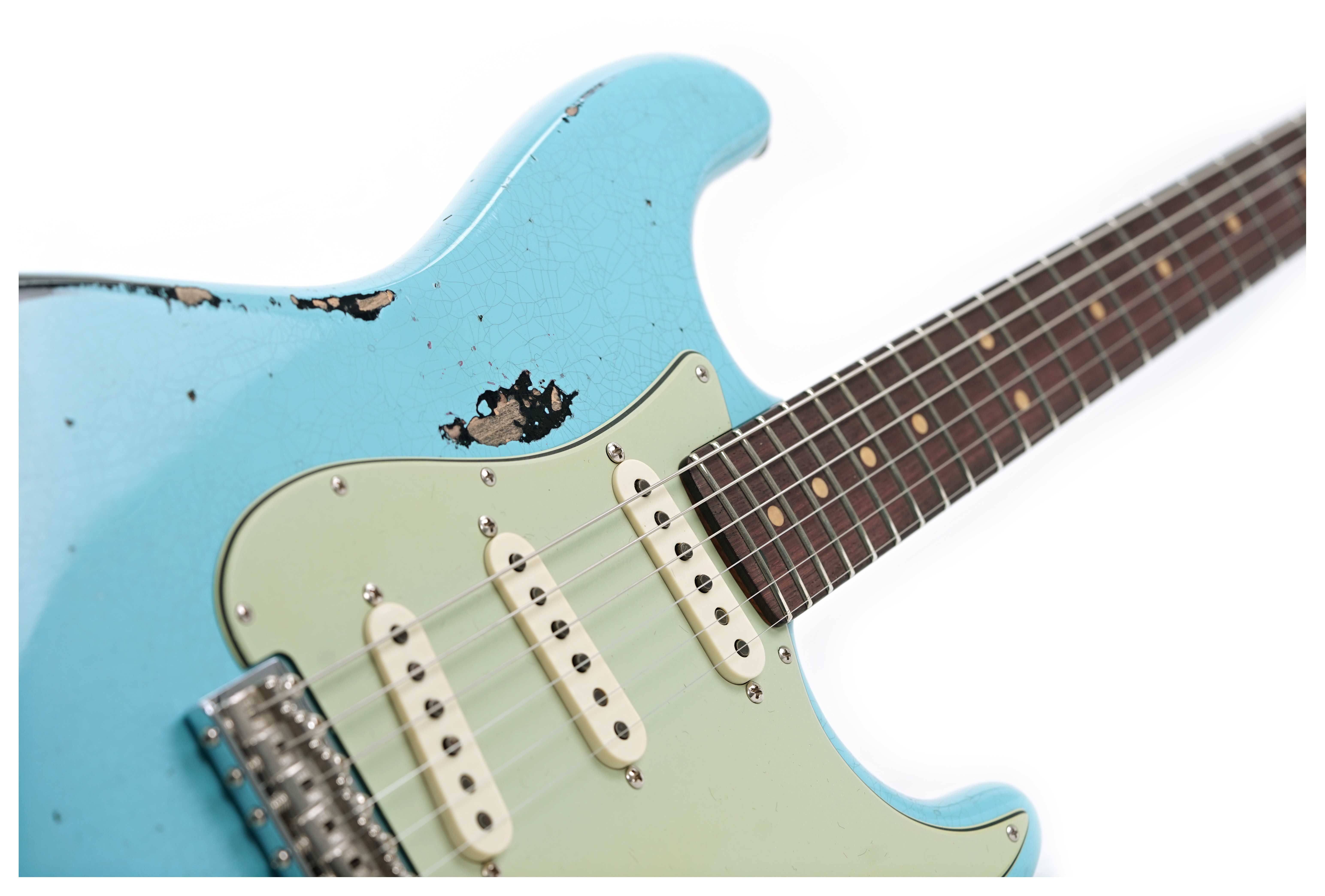 GUITARGUITAR Fender Custom Shop 1963 Stratocaster Heavy Relic with Closet Classic Hardware Daphne Blue Over Black #CZ582547