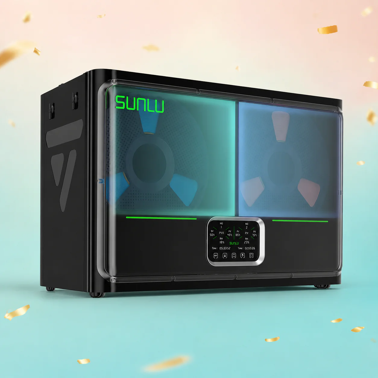 SUNLU FilaDryer S4 Pro, Dual-Zone Filament Dryer with Independent Temperature & Time Control, 85℃ Max Temperature, Drying & Annealing 2-in-1, Fits 4 × 1kg Filament Spools