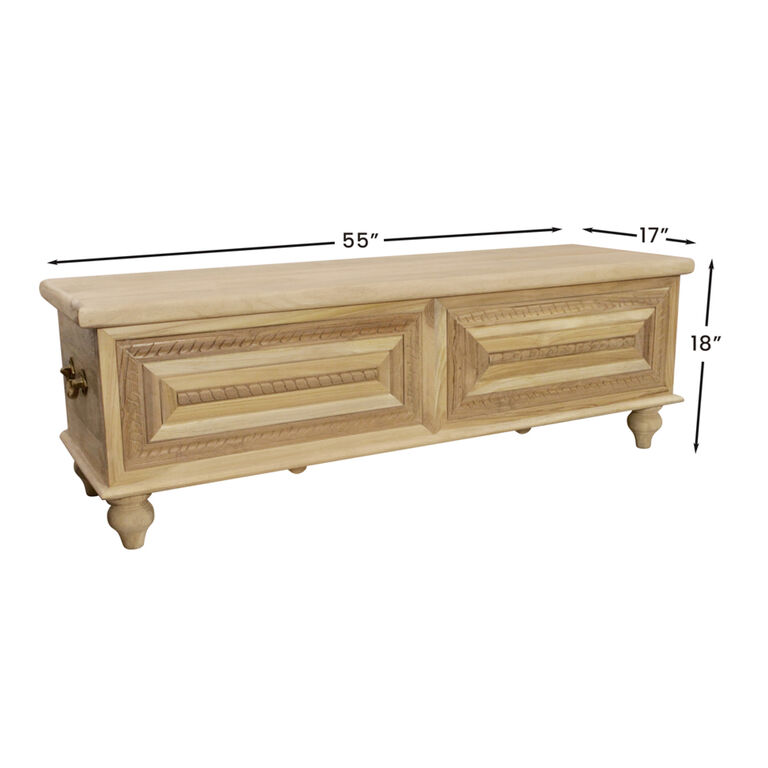 World Market Gata Distressed White Teak Wood Storage Bench