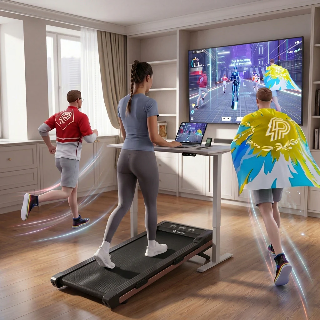 DeerRun Z10 12% Auto Incline Smart Walking Pad Treadmill with remote control-Black