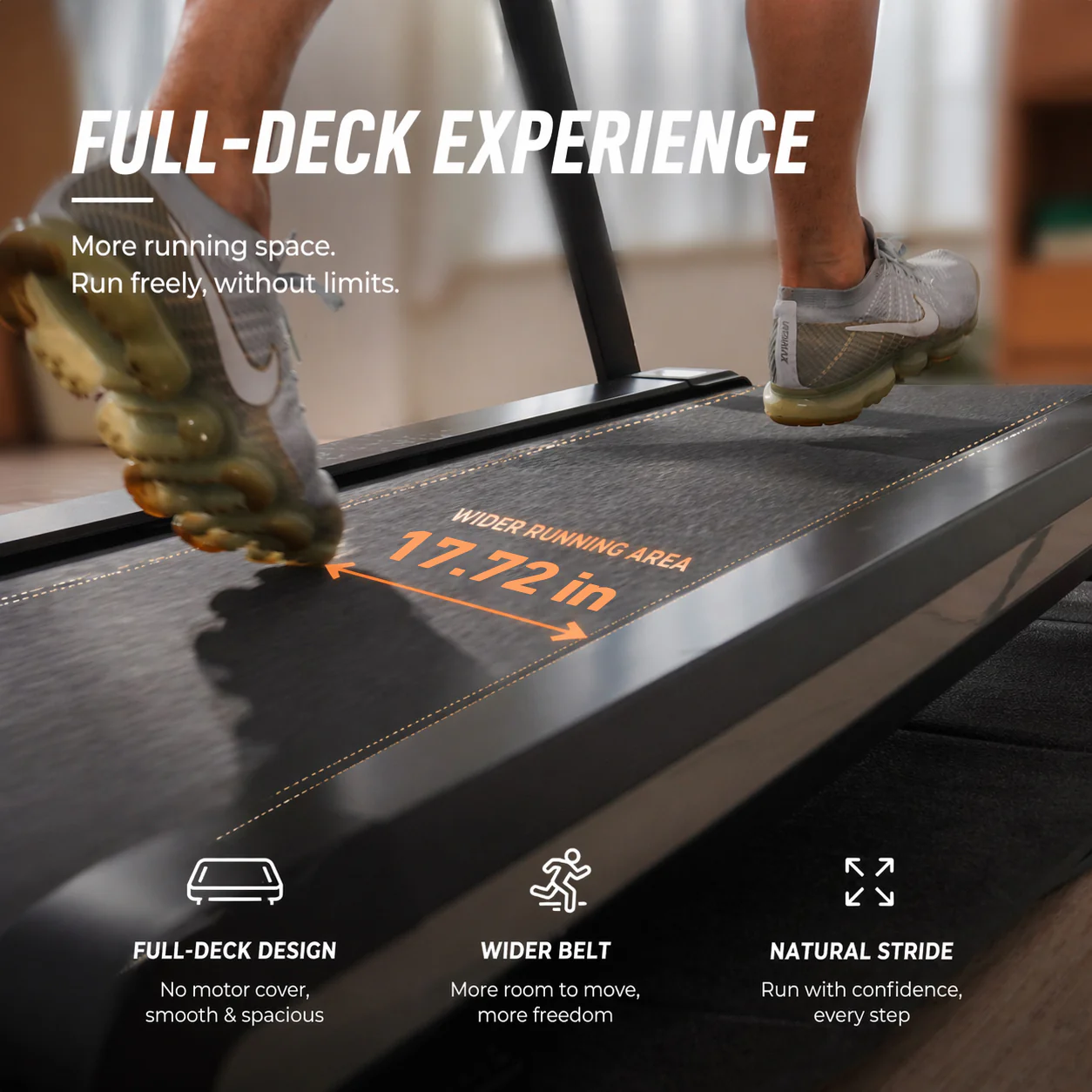 DeerRun X20 Incline Home Treadmill with 15% Auto Incline & Full Running Deck | 400 lbs, 11.3 mph