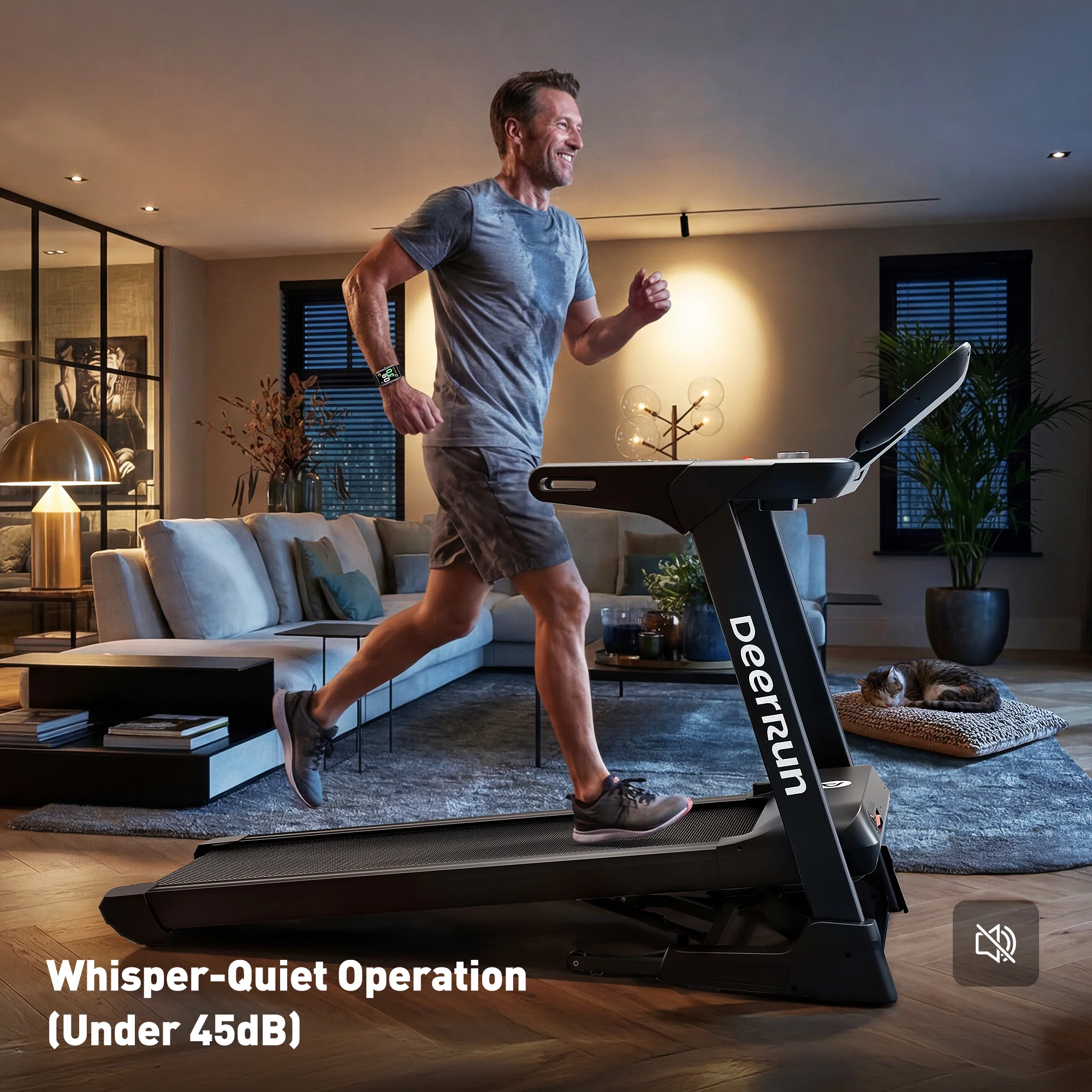 DeerRun X50 18% Auto Incline Big Screen AI Coach Smart Treadmill | 12.5 mph, 400 lbs Capacity