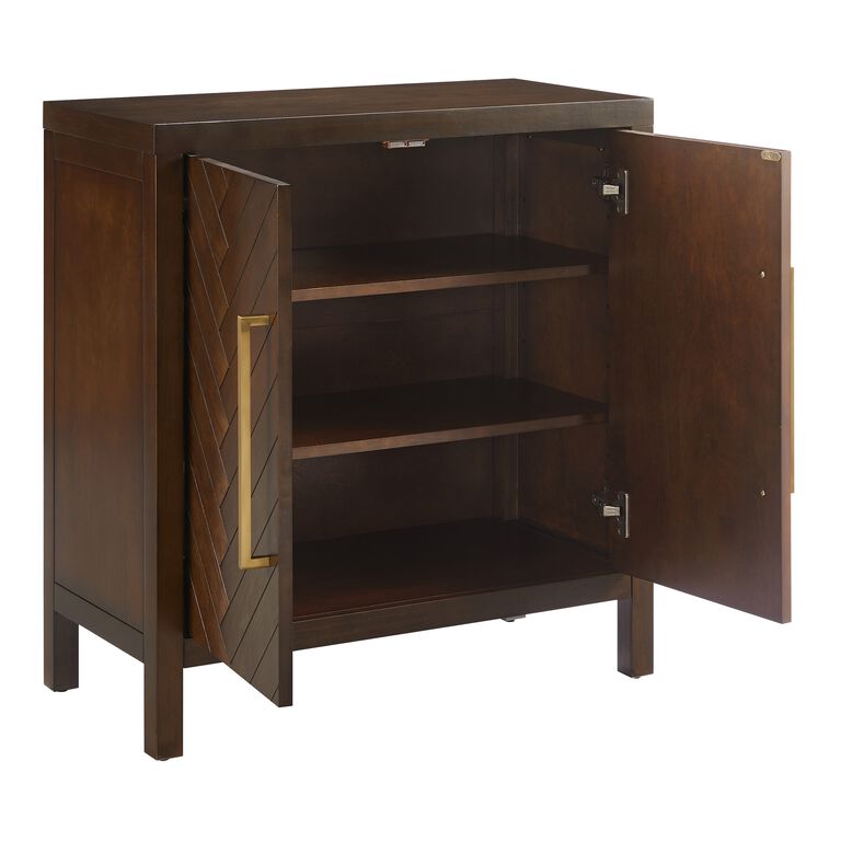 World Market Dominique Wood Herringbone Storage Cabinet