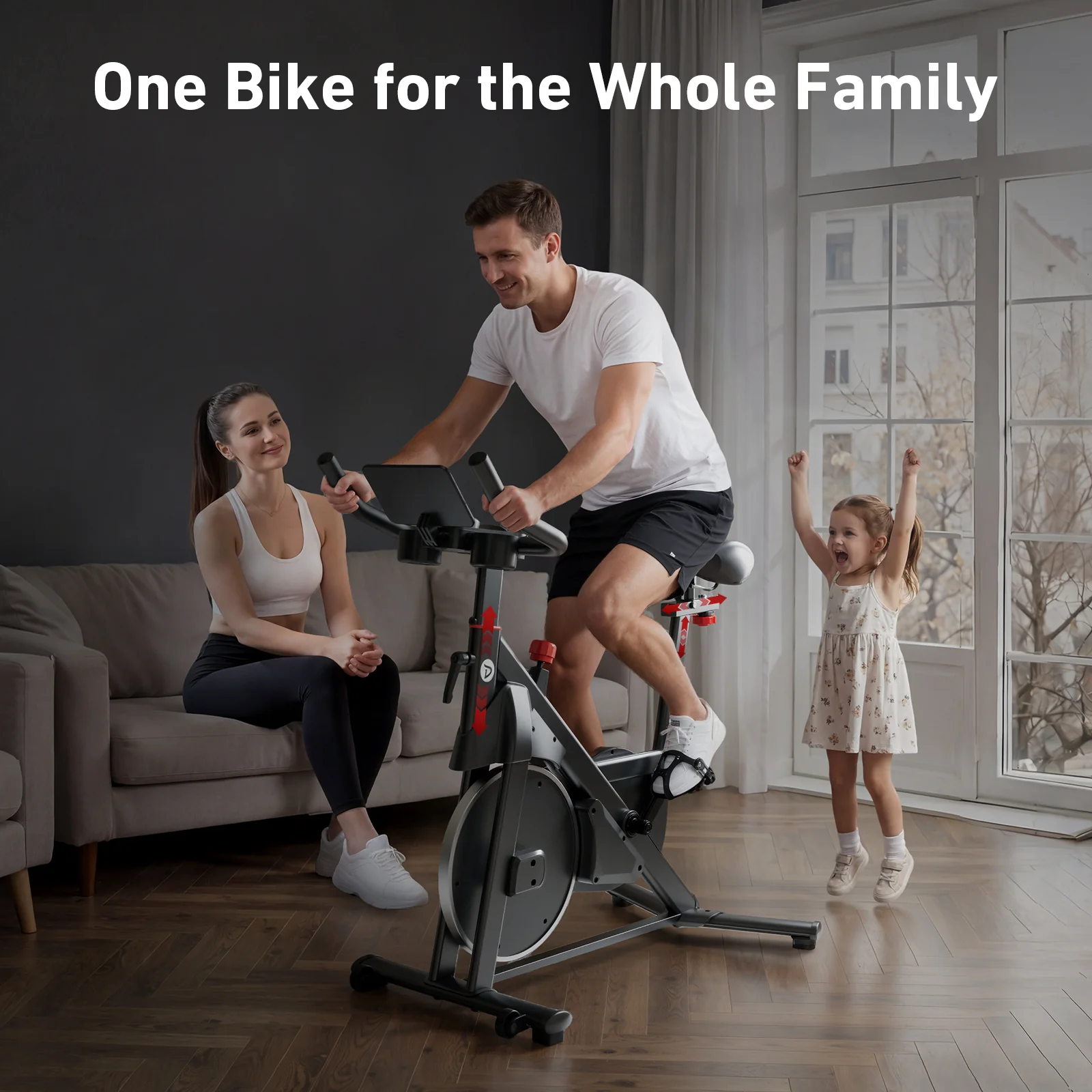 DeerRun S500 Pro King Size Indoor Exercise Bike for Tall Riders 32 Magnetic Adjustable Resistance, LED Screen