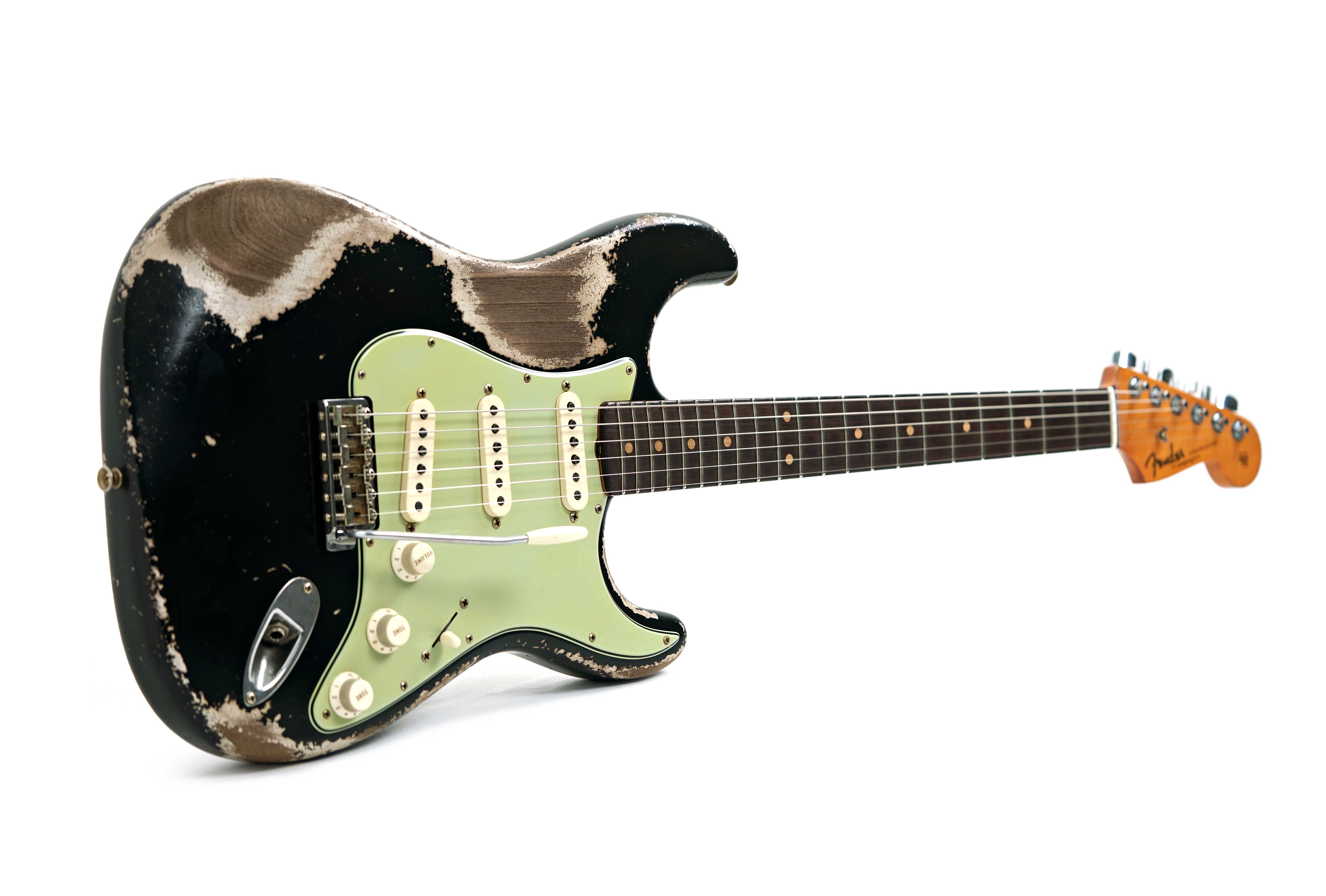 GUITARGUITAR Fender Custom Shop 61 Stratocaster Heavy Relic Black over Shoreline Gold Master Built by Paul Waller #R147453