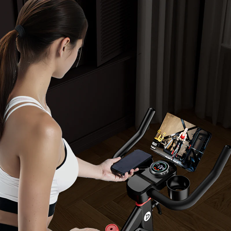 DeerRun S500 Pro King Size Indoor Exercise Bike for Tall Riders 32 Magnetic Adjustable Resistance, LED Screen