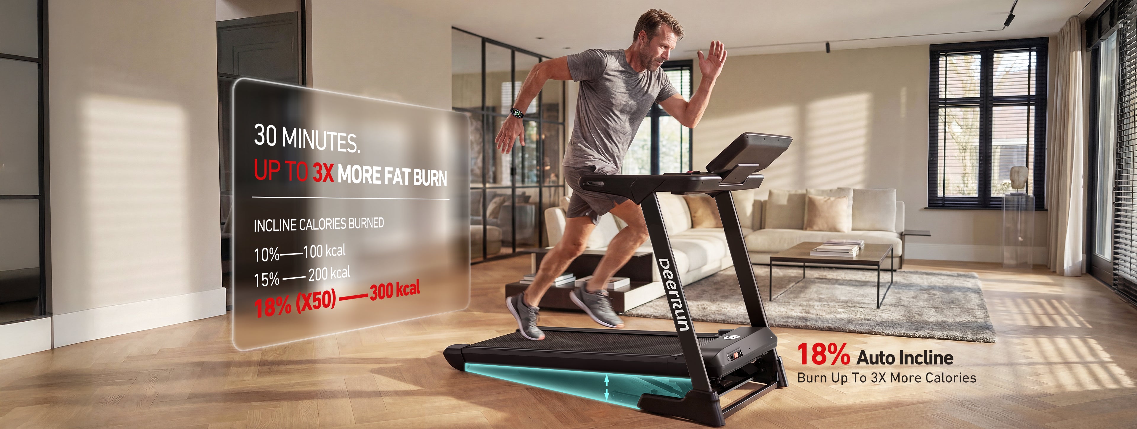 DeerRun X50 incline treadmill for fat-burning home cardio