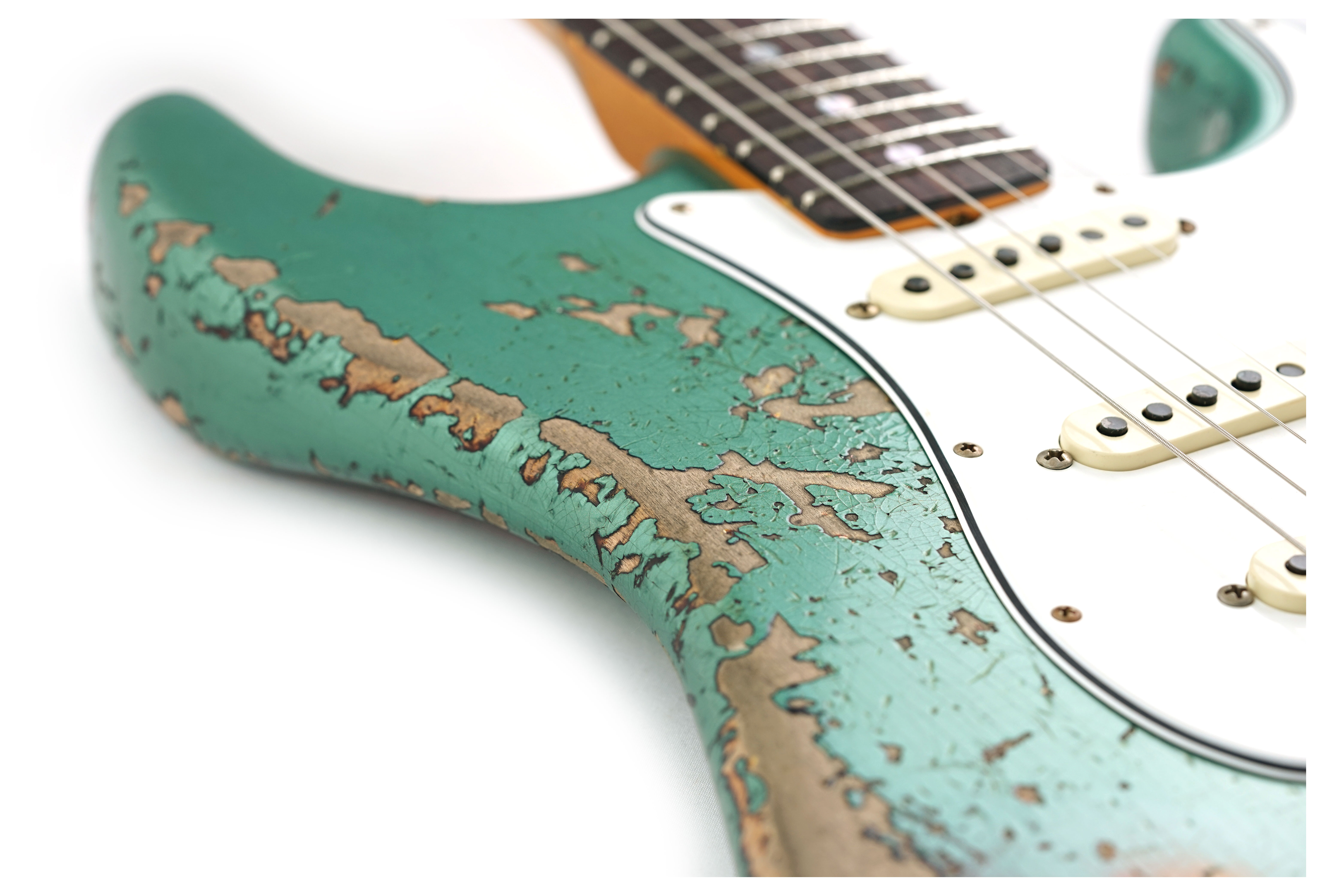 GUITARGUITAR Fender Custom Shop 1965 Stratocaster Super Heavy Relic Super Faded Aged Sherwood Green Metallic over 3-Color Sunburst #CZ586962