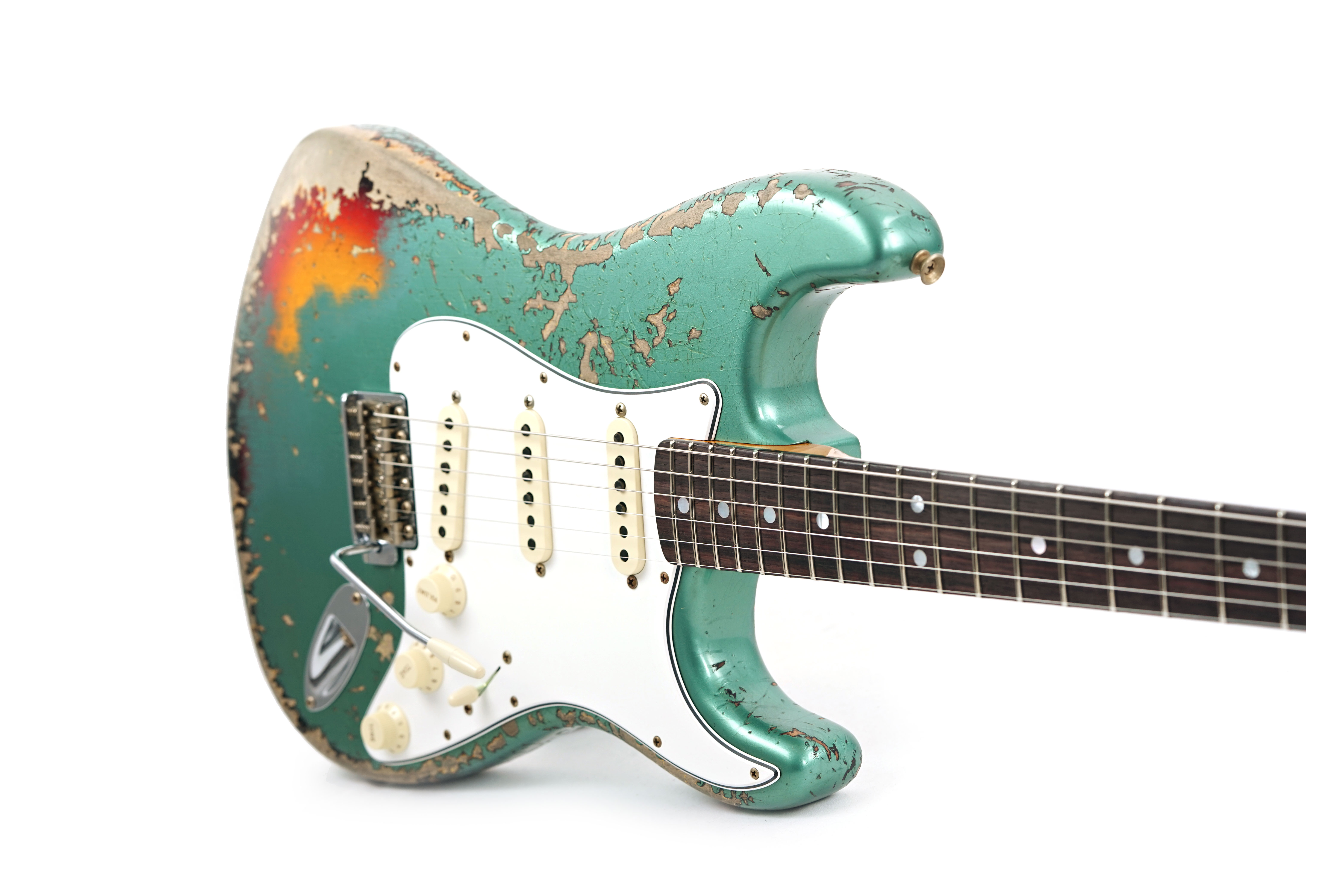 GUITARGUITAR Fender Custom Shop 1965 Stratocaster Super Heavy Relic Super Faded Aged Sherwood Green Metallic over 3-Color Sunburst #CZ586962