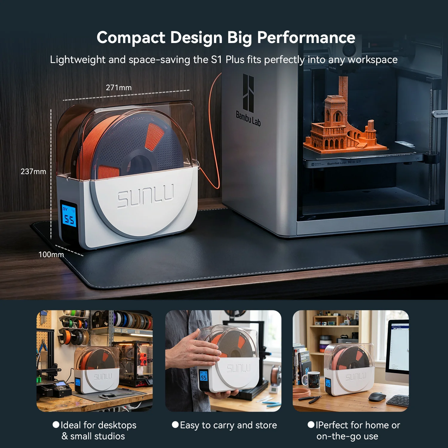 SUNLU S1 Plus Filament Dryer and PLA Filament Bundle