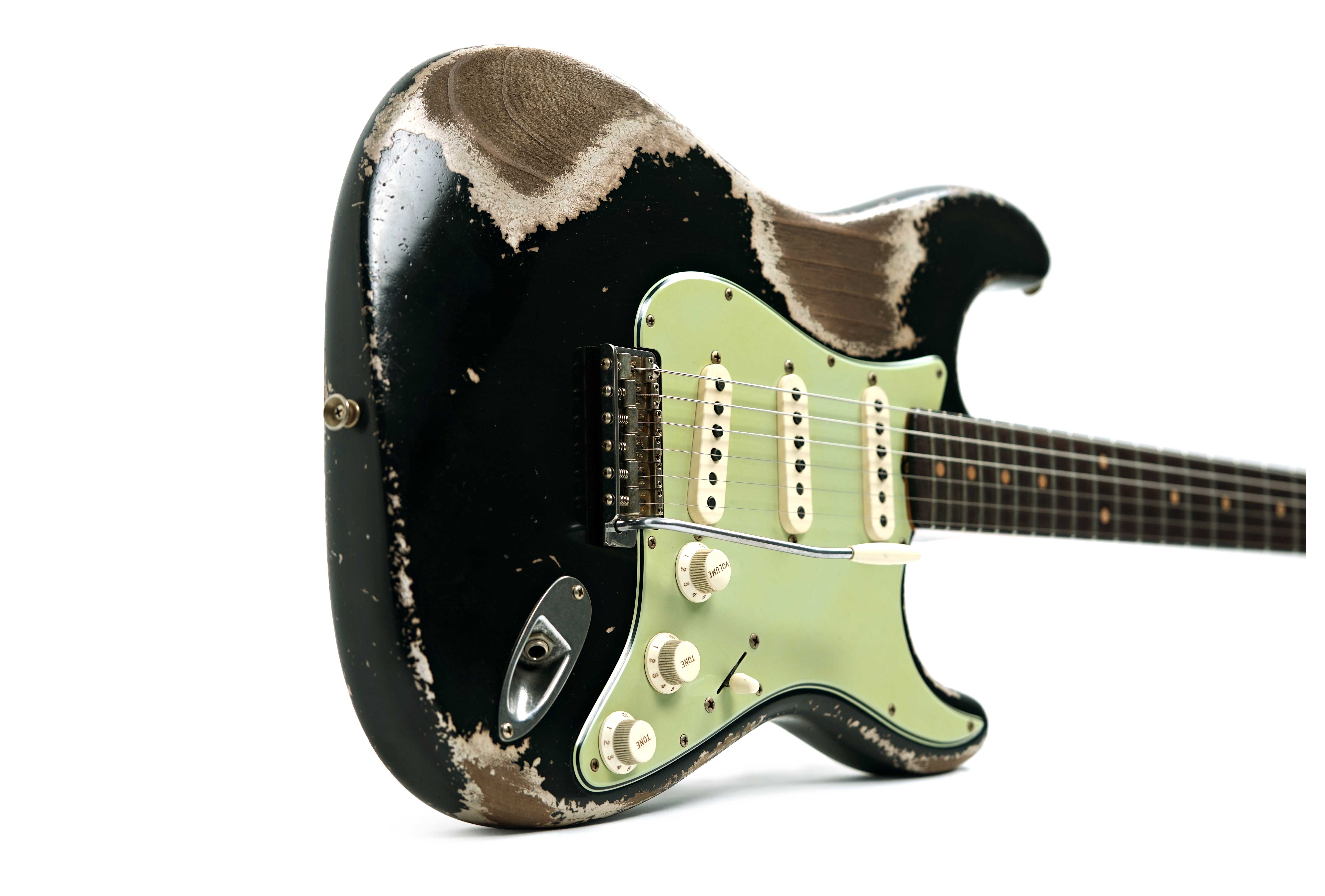 GUITARGUITAR Fender Custom Shop 61 Stratocaster Heavy Relic Black over Shoreline Gold Master Built by Paul Waller #R147453