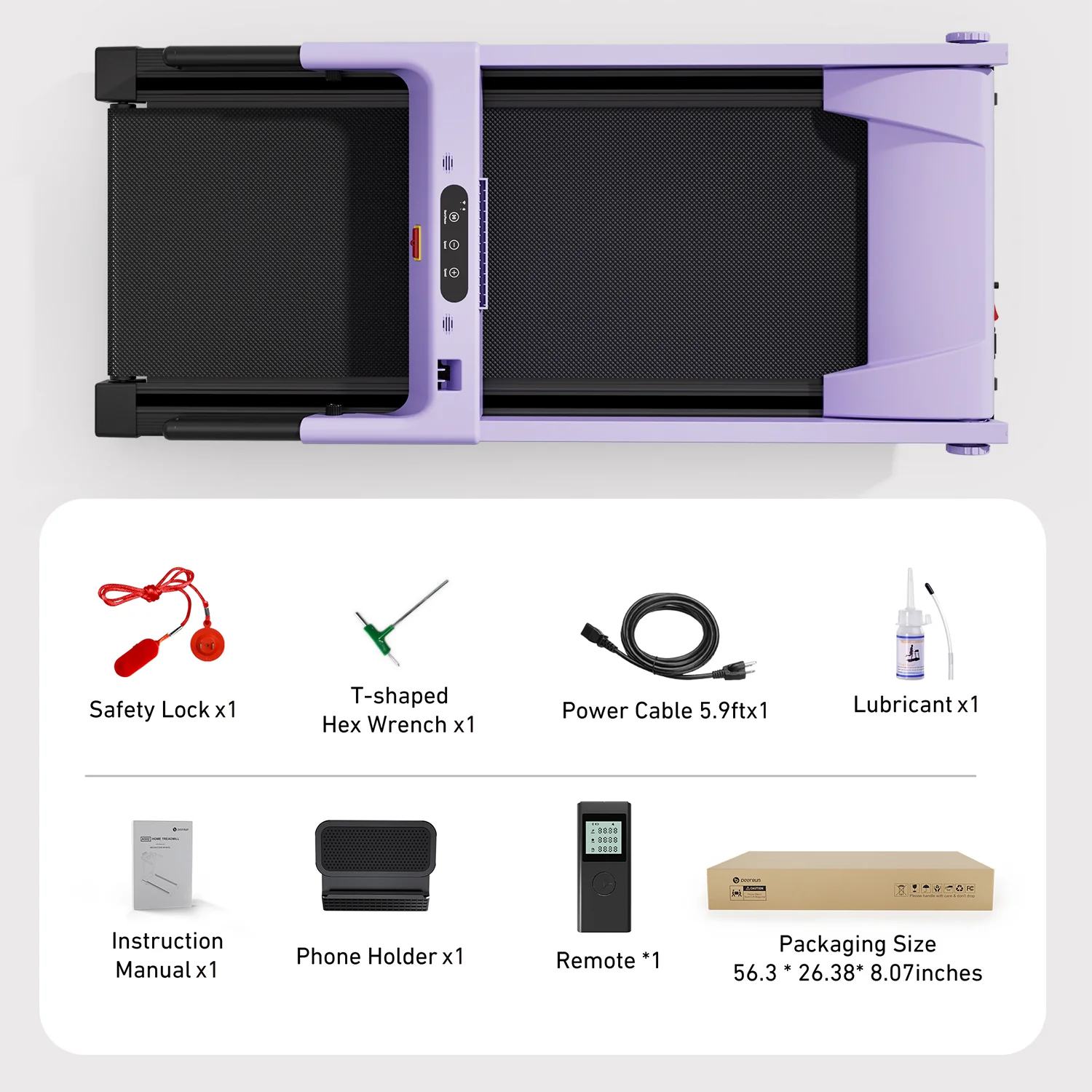 DeerRun All-New 2026 A1 Pro Move+  6% Incline Foldable Treadmill——Upgraded Chip & NFC Support | 350 lbs, 10 mph Dreamy Violet