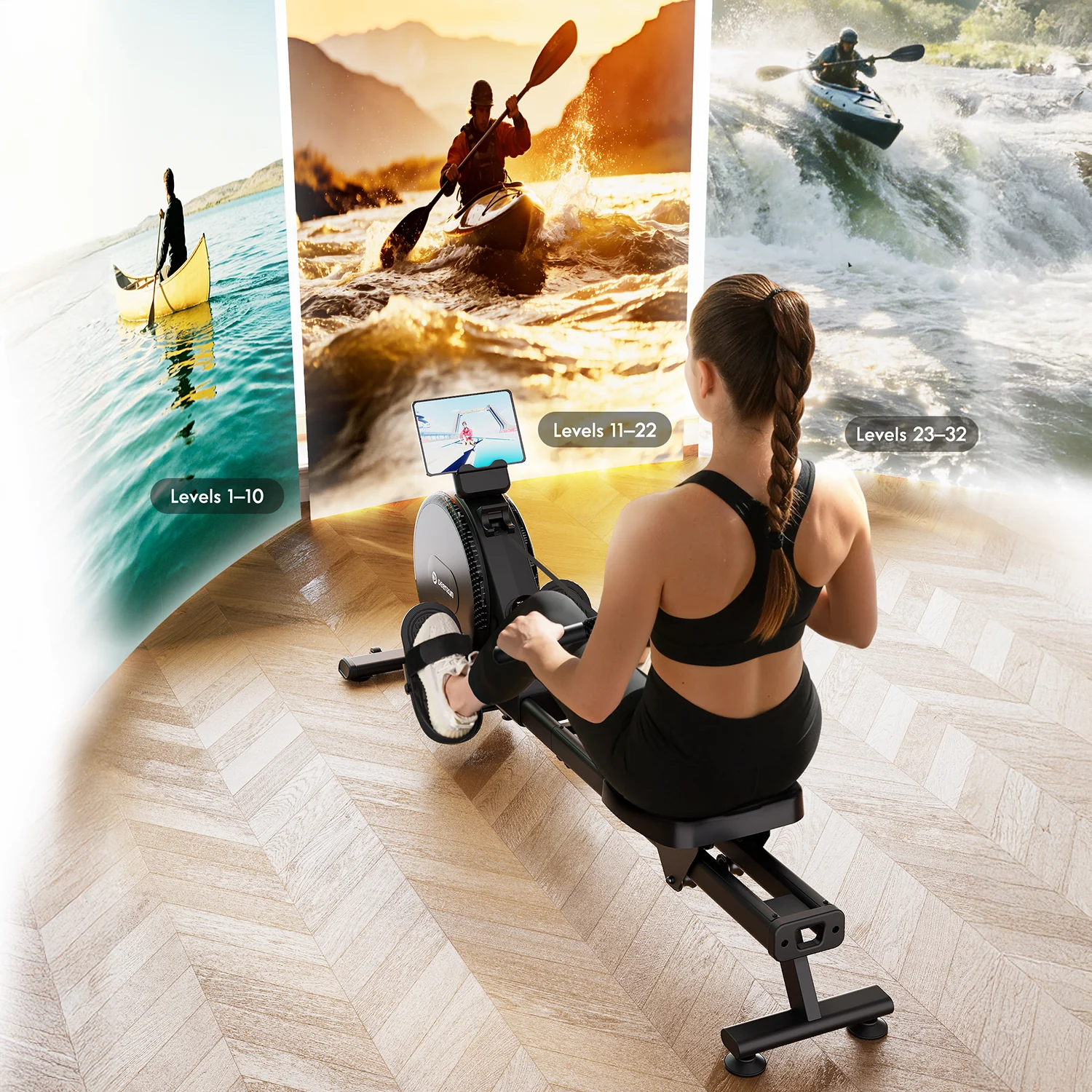 DeerRun R1 Pro Ultra-Quiet 32-Level Magnetic Resistance Smart Rower for Home