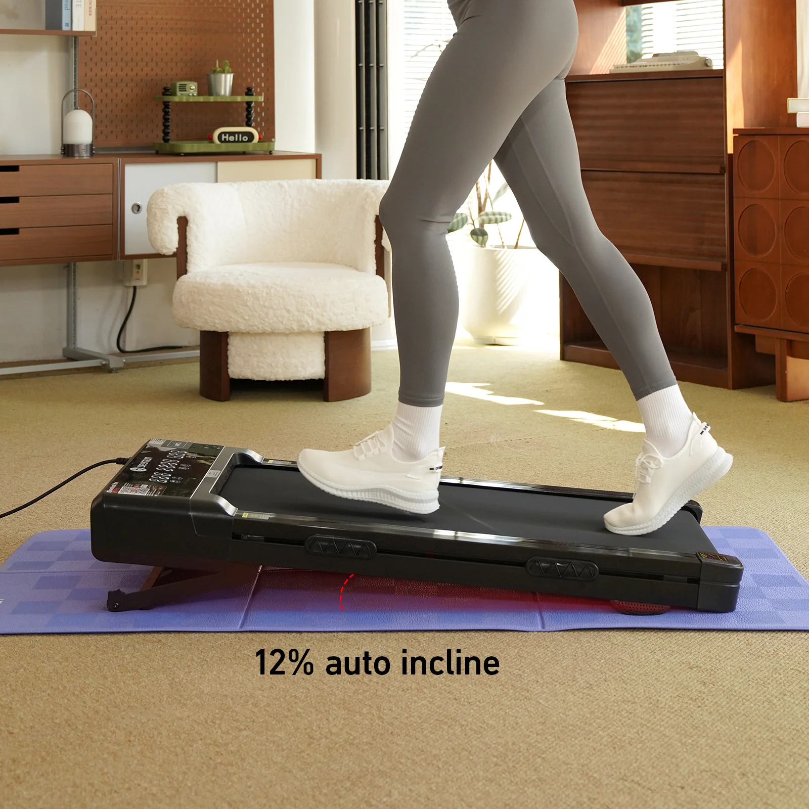 DeerRun Z10 Upgrade Full-screen Smart Walking Pad Treadmill with remote control 12% Auto Incline - Black, More Light, More Thin