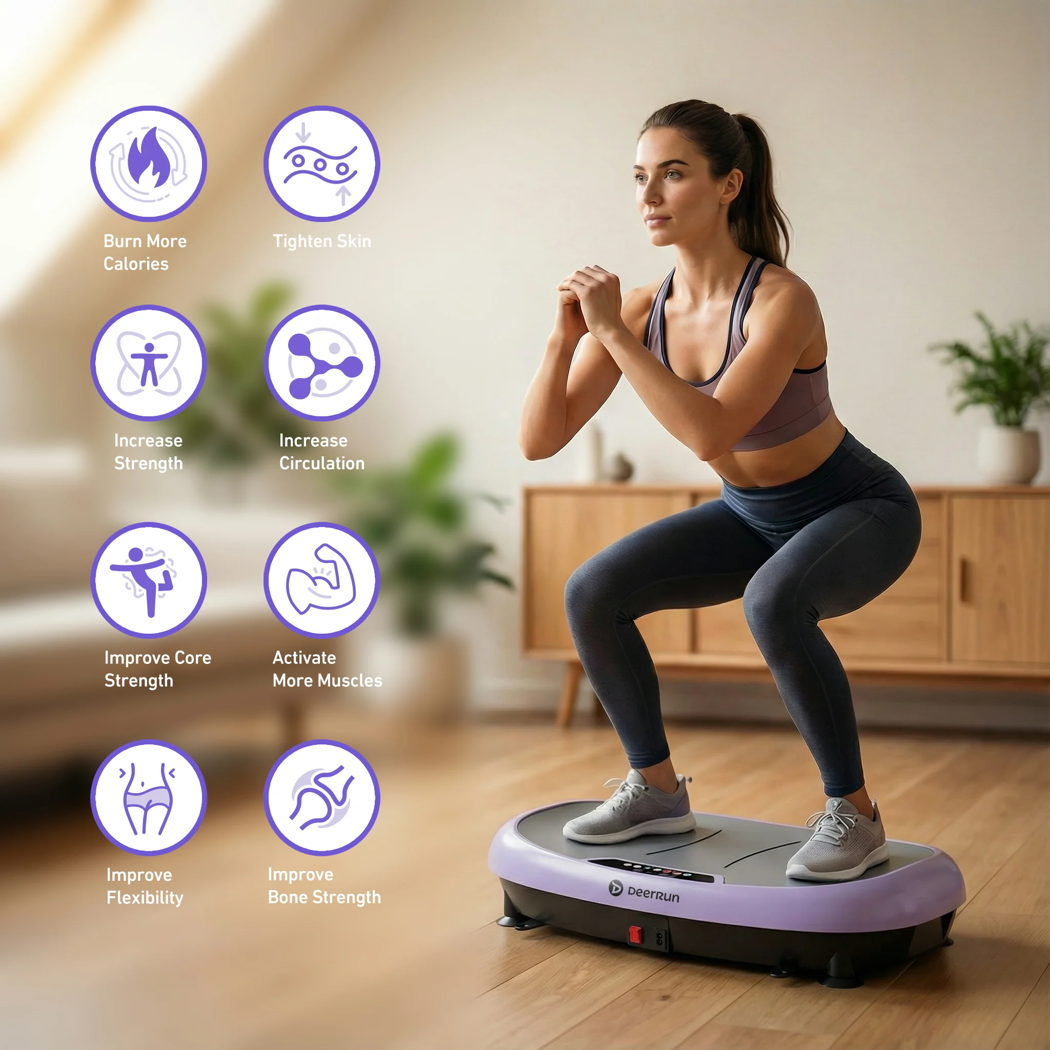 DeerRun® High-Power Full‑Body Vibration Plate Workout, 220lbs