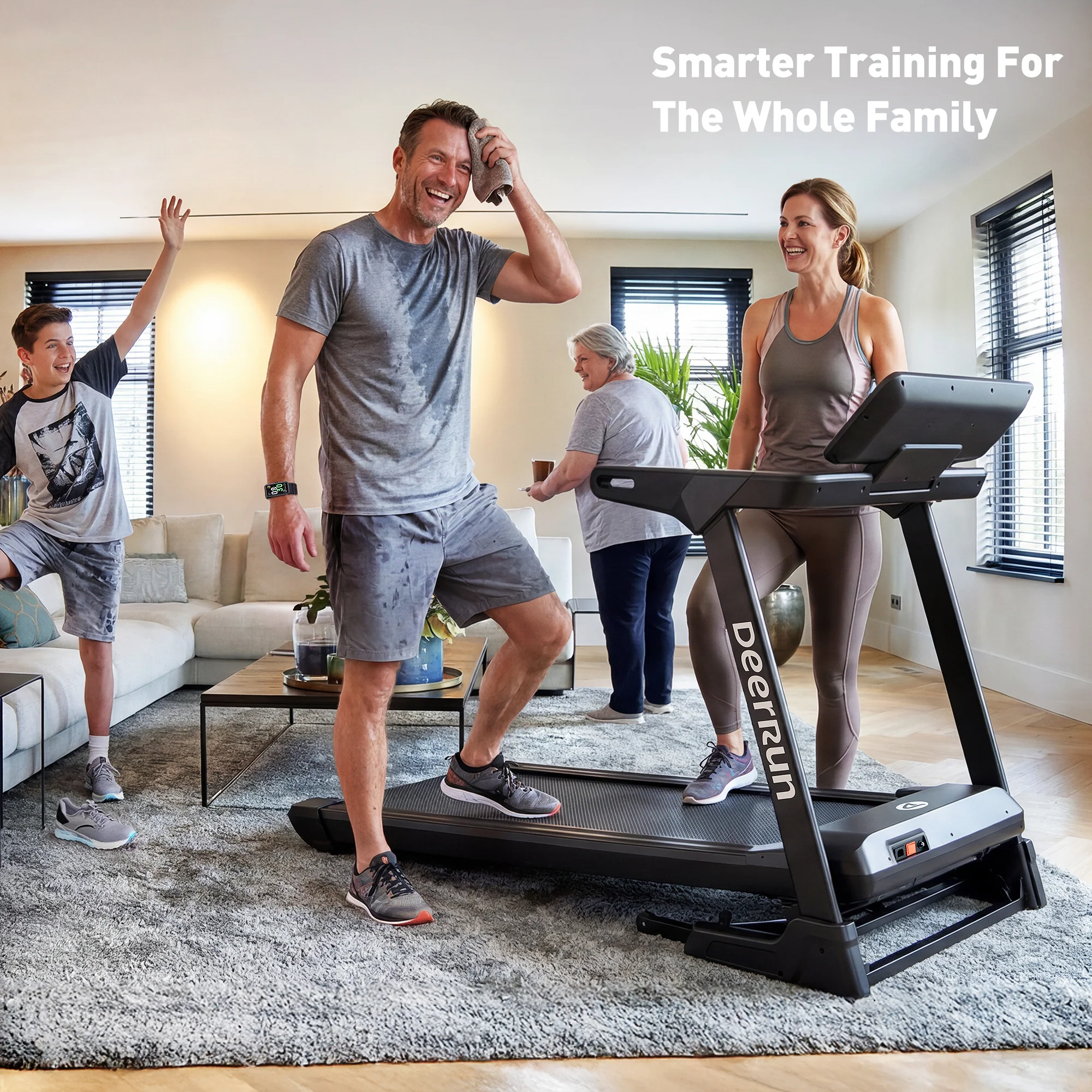 DeerRun X50 18% Auto Incline Big Screen AI Coach Smart Treadmill | 12.5 mph, 400 lbs Capacity