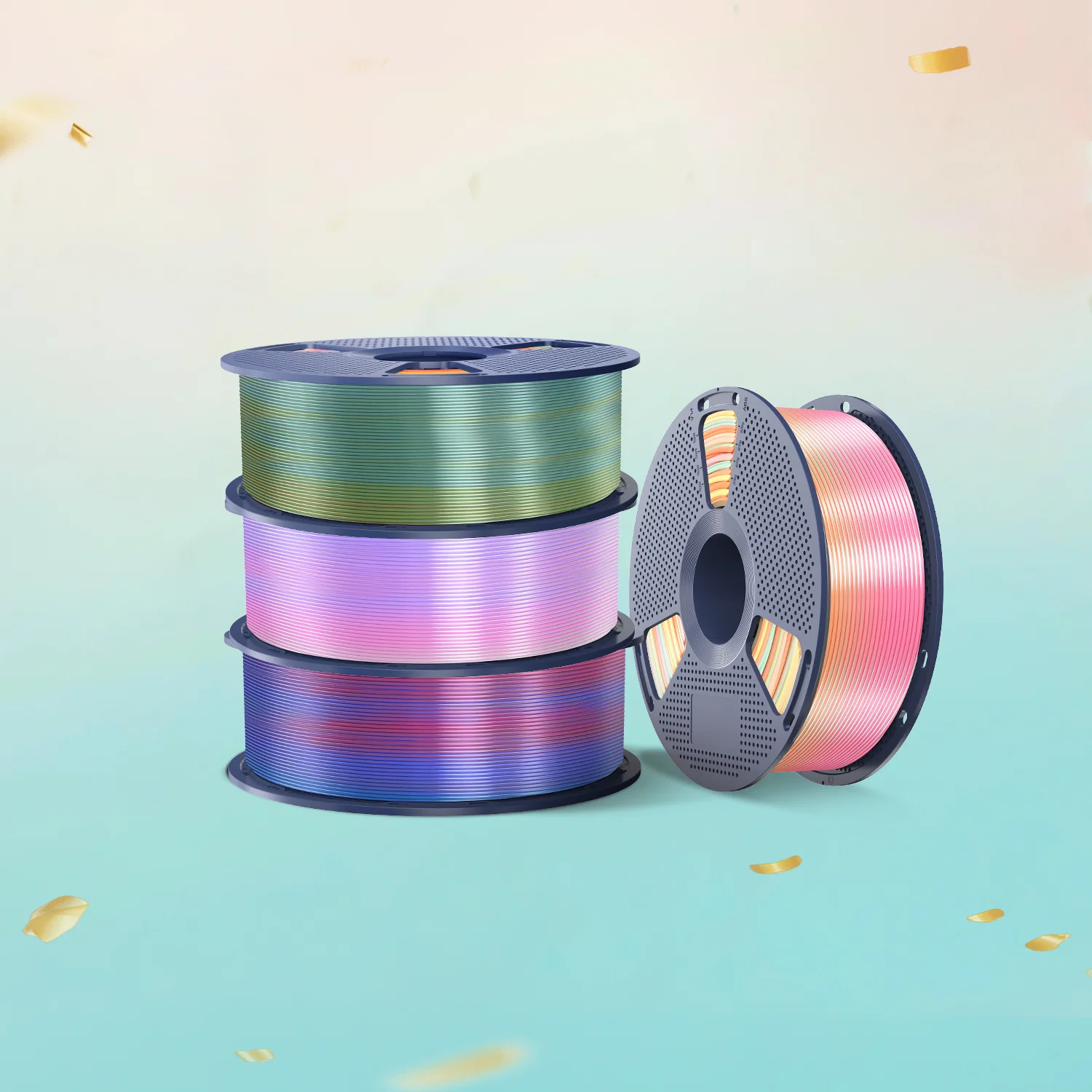 [MOQ: 3KG] PLA, SILK, PETG Rainbow Filament 3D Printer Filament 1KG