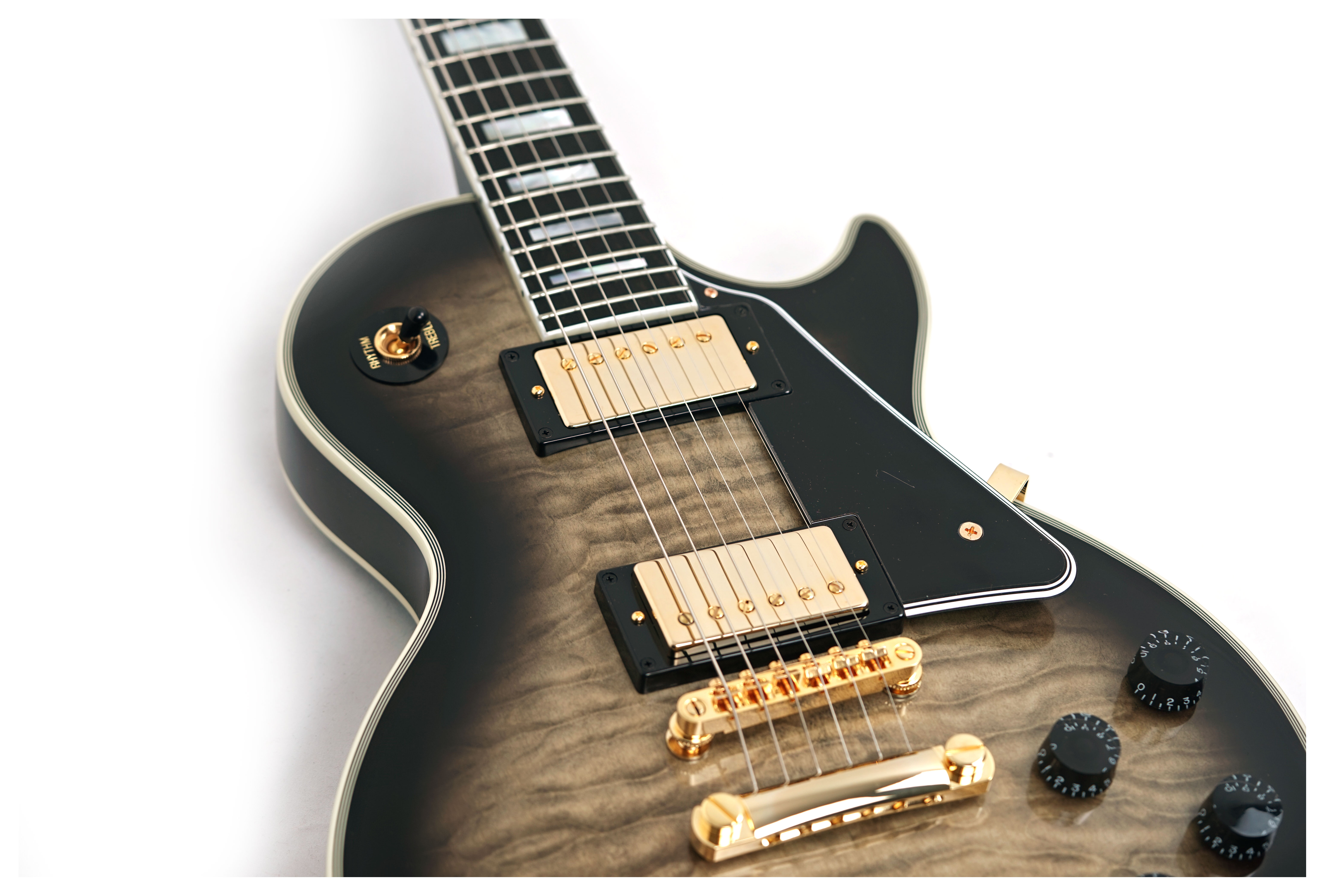 GUITARGUITAR Epiphone Inspired by Gibson Les Paul Custom Quilt Cobra Burst