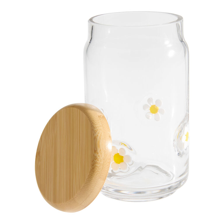 World Market Charm Inlay Tall Glass and Bamboo Storage Canister