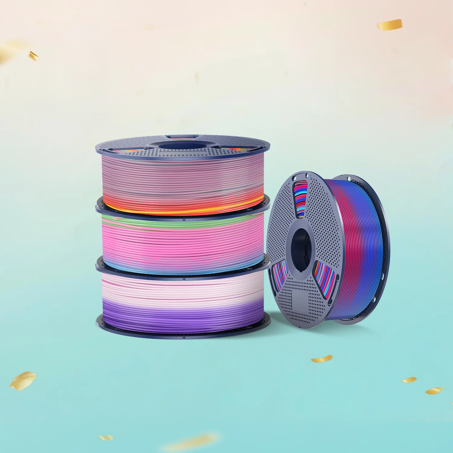 [MOQ: 3KG] PLA, SILK, PETG Rainbow Filament 3D Printer Filament 1KG