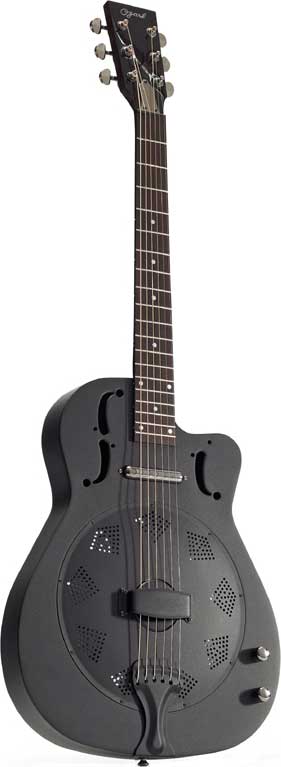 GUITARGUITAR Ozark 3515BTECBK Resonator Guitar Thin Metal Cutaway Electric Black Steel