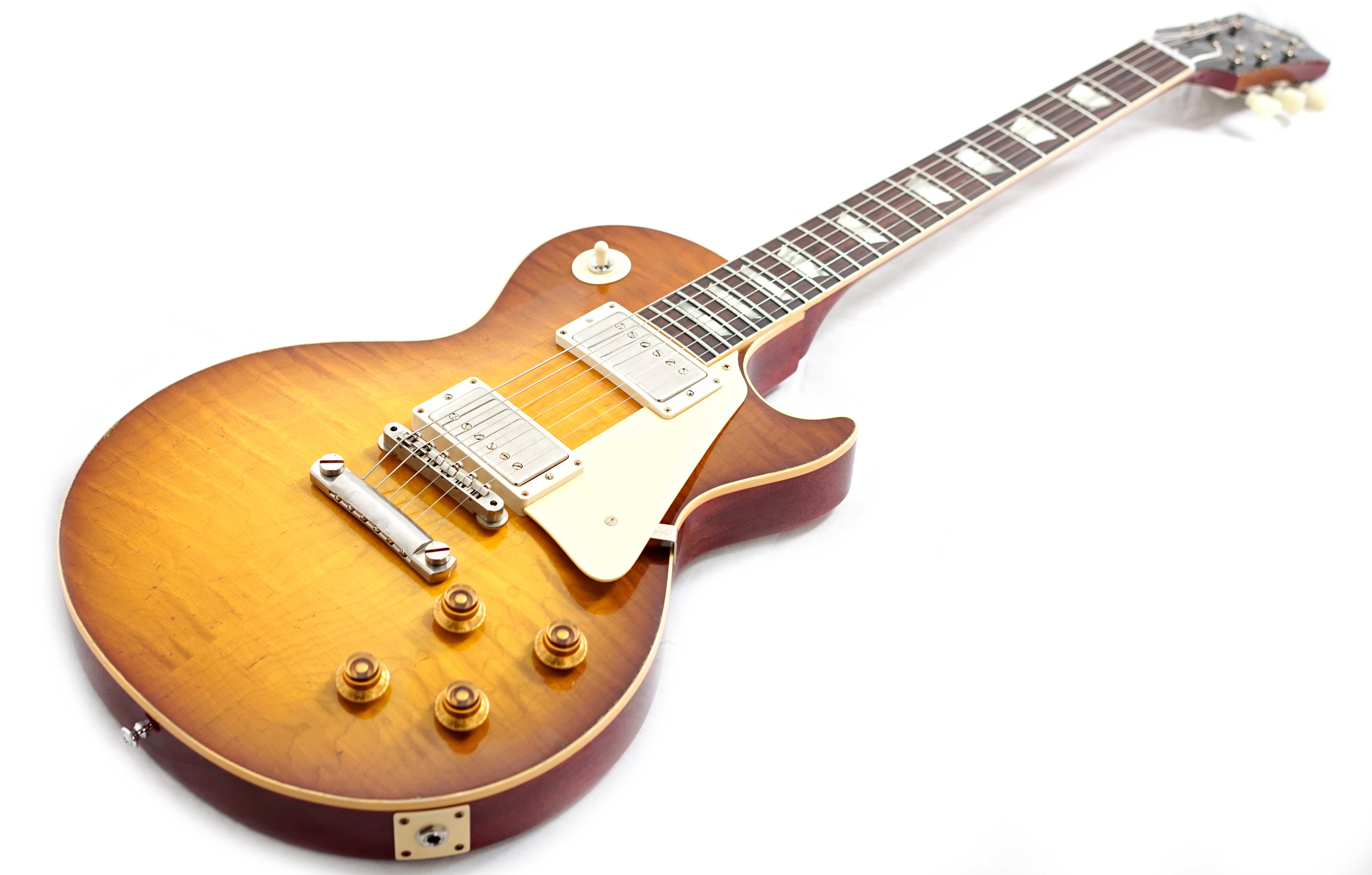 GUITARGUITAR Gibson Custom Shop 59 Les Paul Standard Made 2 Measure Hand Selected Top Dark Butterscotch Burst Murphy Lab Light Aged #93632