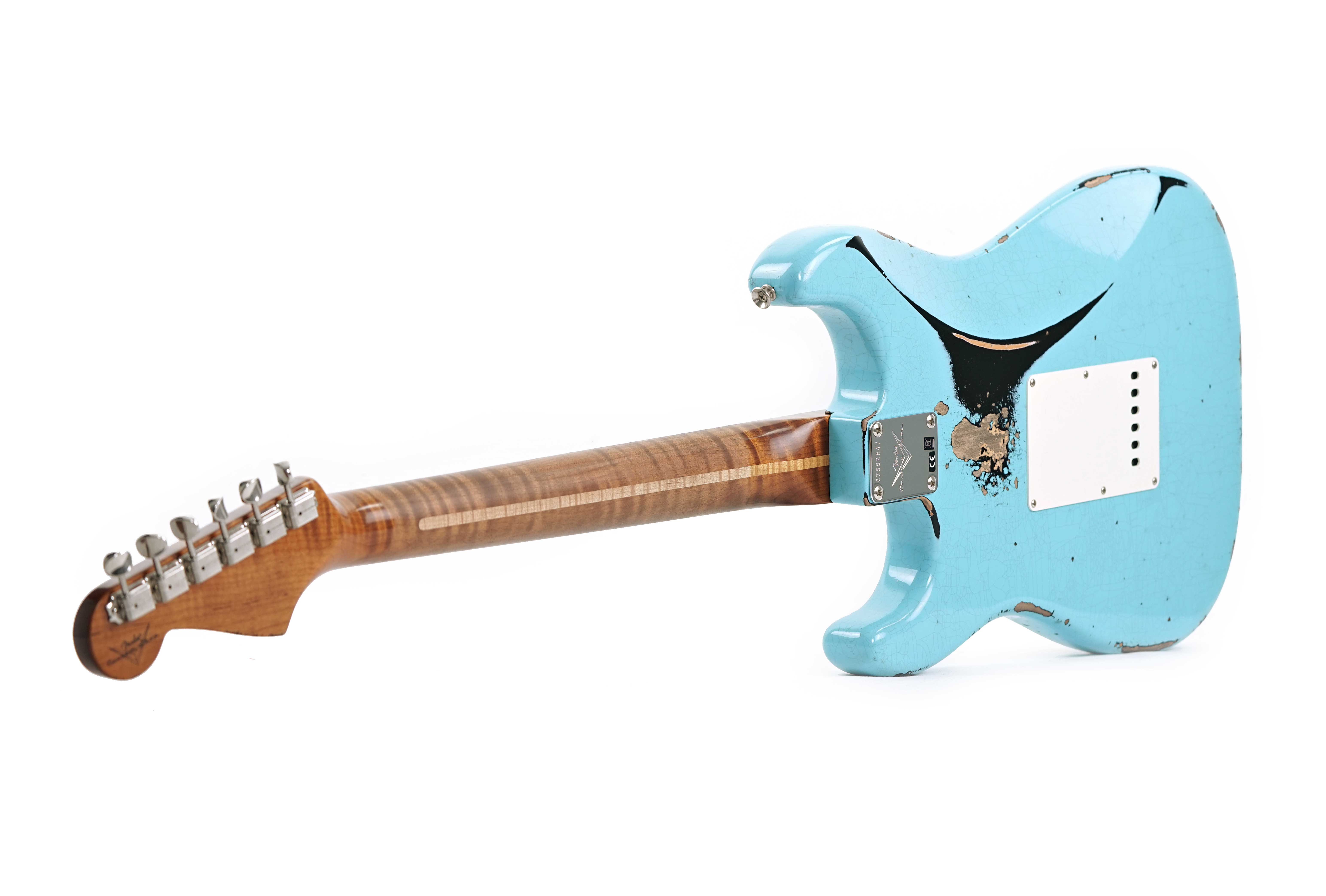 GUITARGUITAR Fender Custom Shop 1963 Stratocaster Heavy Relic with Closet Classic Hardware Daphne Blue Over Black #CZ582547