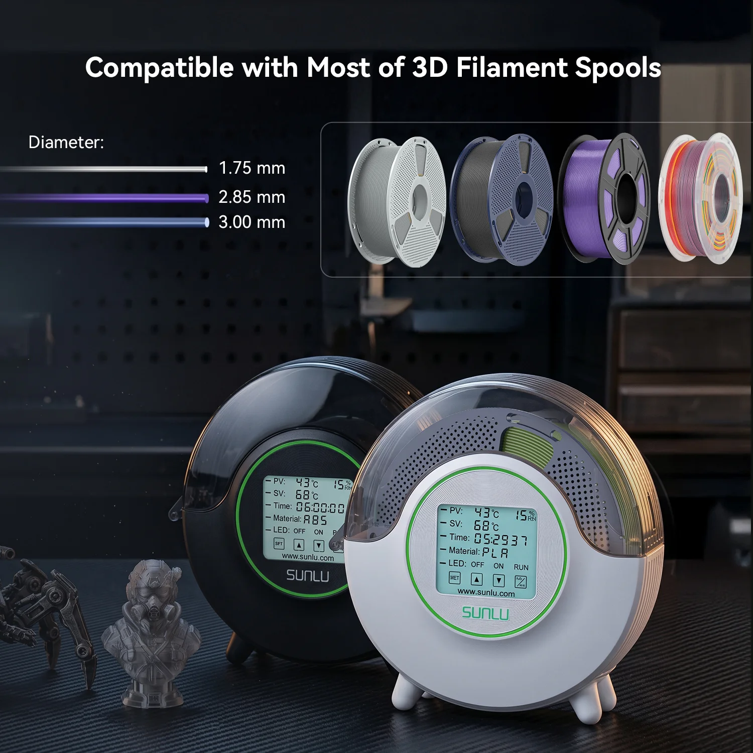 SUNLU S2 Filament Dryer, 360° Surround Heating During 3D Printing