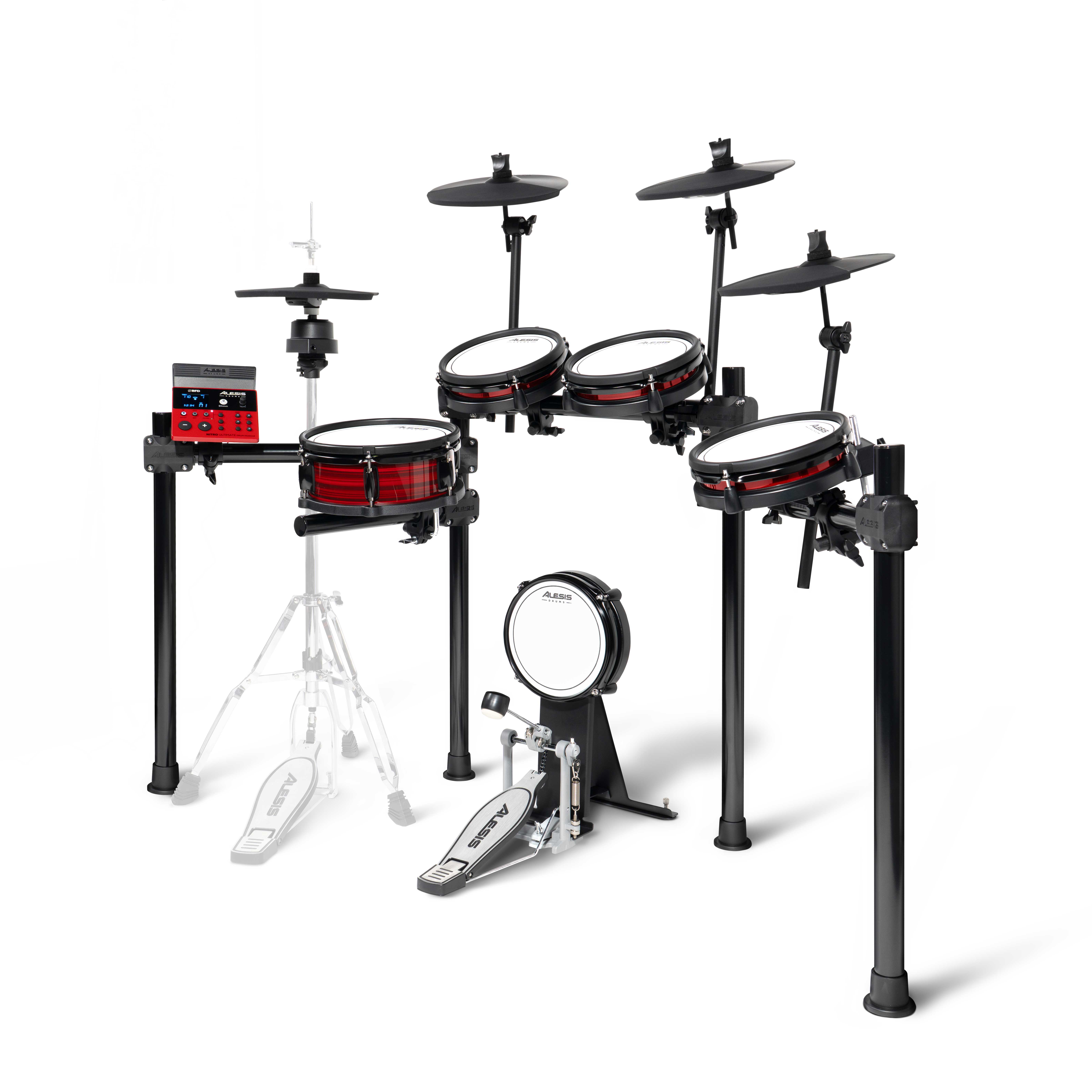 GUITARGUITAR Alesis Nitro Ultimate 9-Piece Professional Electronic Drum Kit with Stand-Mounted Hi-Hat and Bluetooth