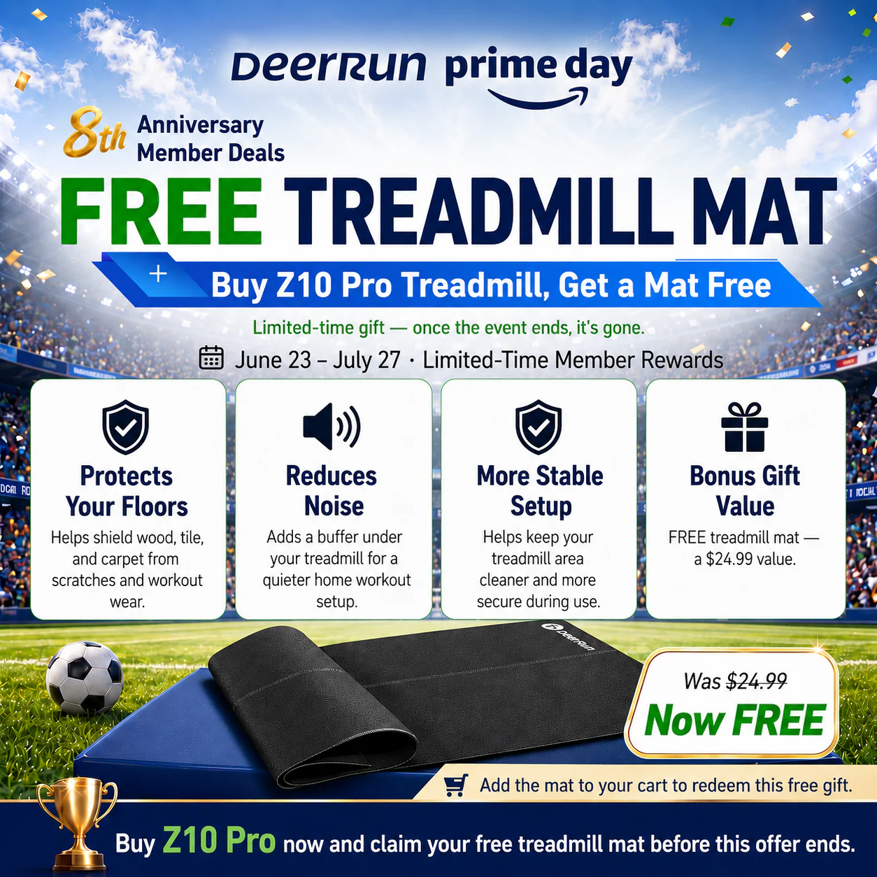 DeerRun Z10 Pro Muse Type 2 in 1 Foldable Treadmill with Remote Control, 12% Auto Incline