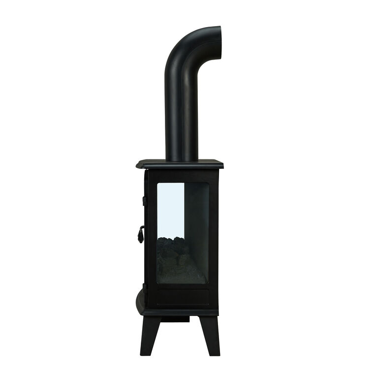 World Market Laurian Black Steel Electric Fireplace with Faux Chimney