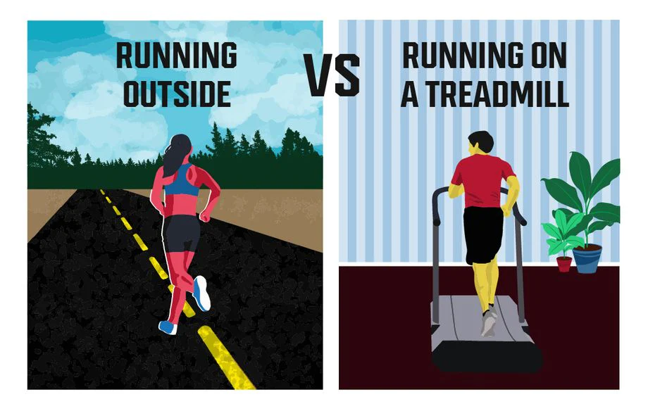 running on a treadmill or outside