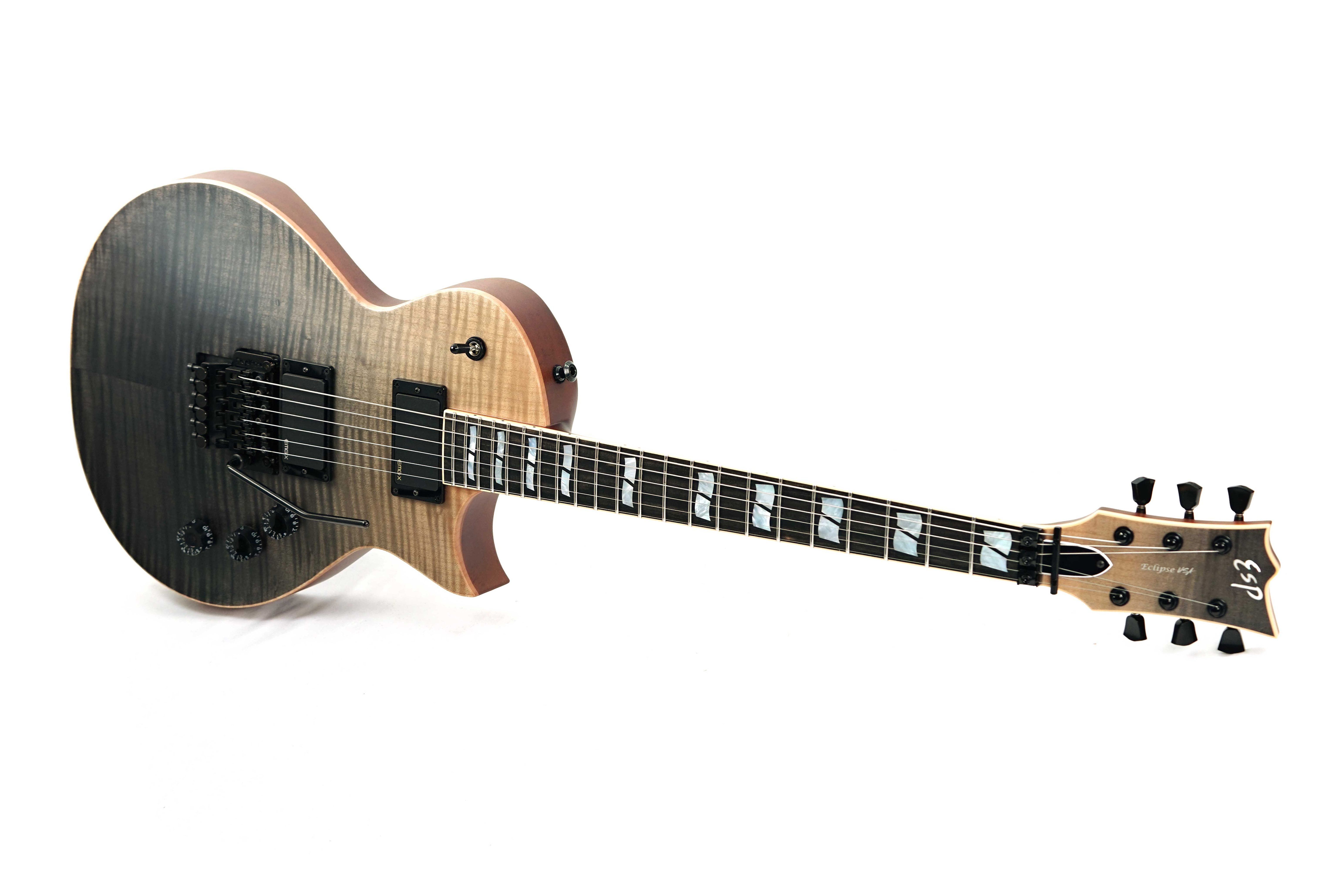 GUITARGUITAR ESP USA Eclipse Flame Maple EMG FR Black Natural Fade Satin (Ex-Demo) #US24302