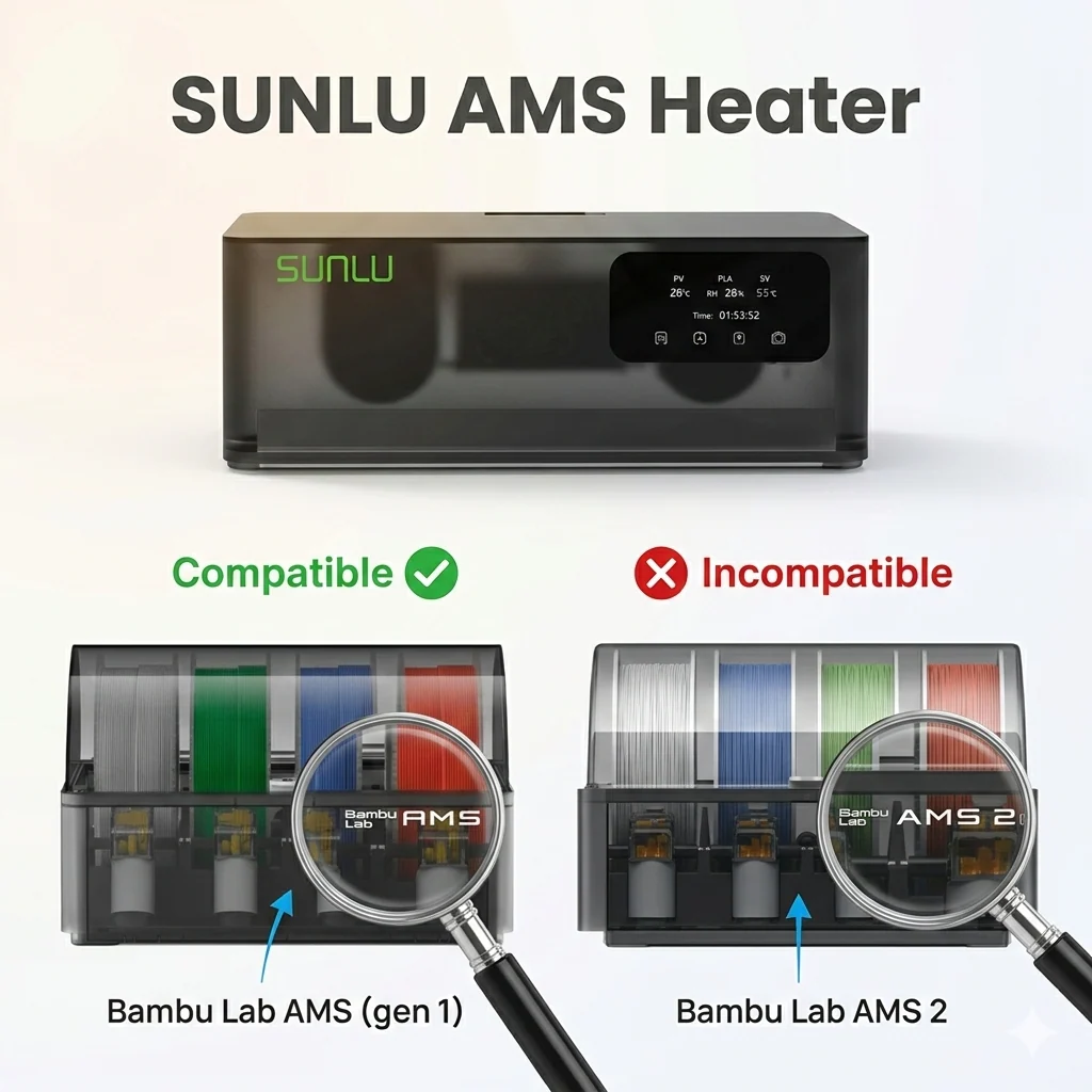 SUNLU AMS Heater, Upgraded your Bambu AMS, Enables Drying while Printing
