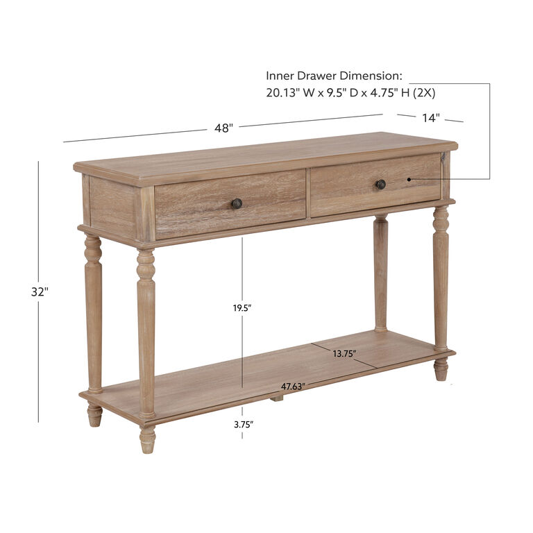 World Market Rafe Wire Brushed Natural Wood Console Table with Drawers