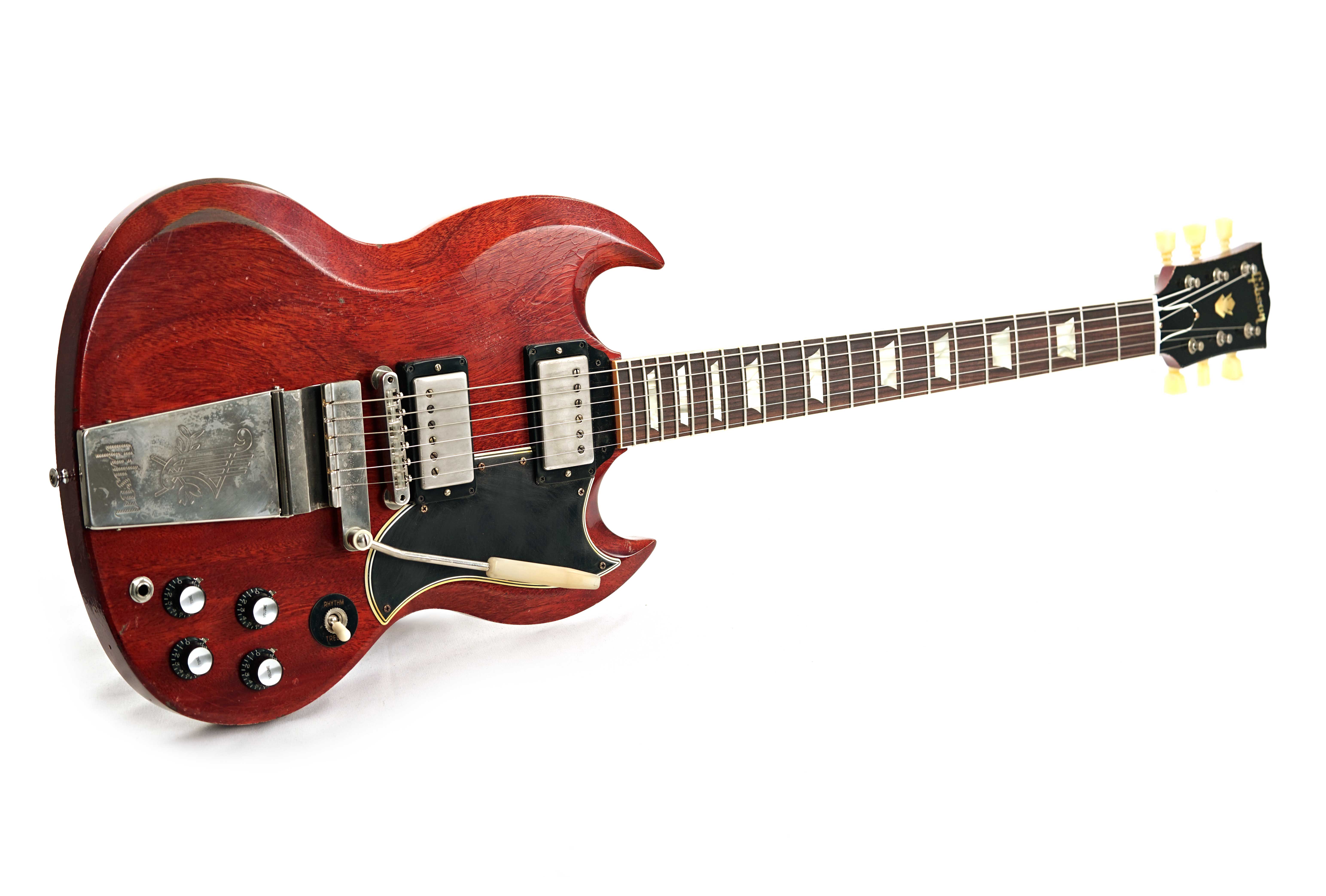 GUITARGUITAR Gibson Custom Shop Murphy Lab 1964 SG Standard Reissue With Maestro Vibrola Heavy Aged Faded Cherry #300094