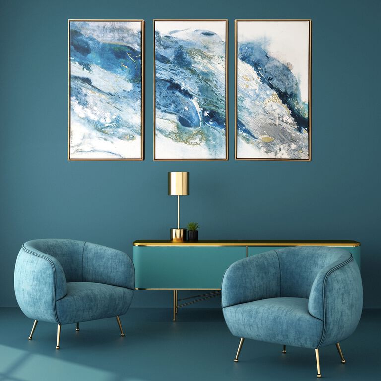 World Market Abstract Regalite Triptych Framed Canvas Wall Art 3 Piece
