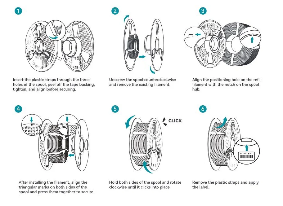 [Refill Freely, No Spool Waste] SUNLU Refill Filament 1KG, PLA, PLA+, PLA+2.0, PETG Filament, Compatible with 2025 SUNLU 3rd-Generation Reusable Spool and Bambu Reusable Spool