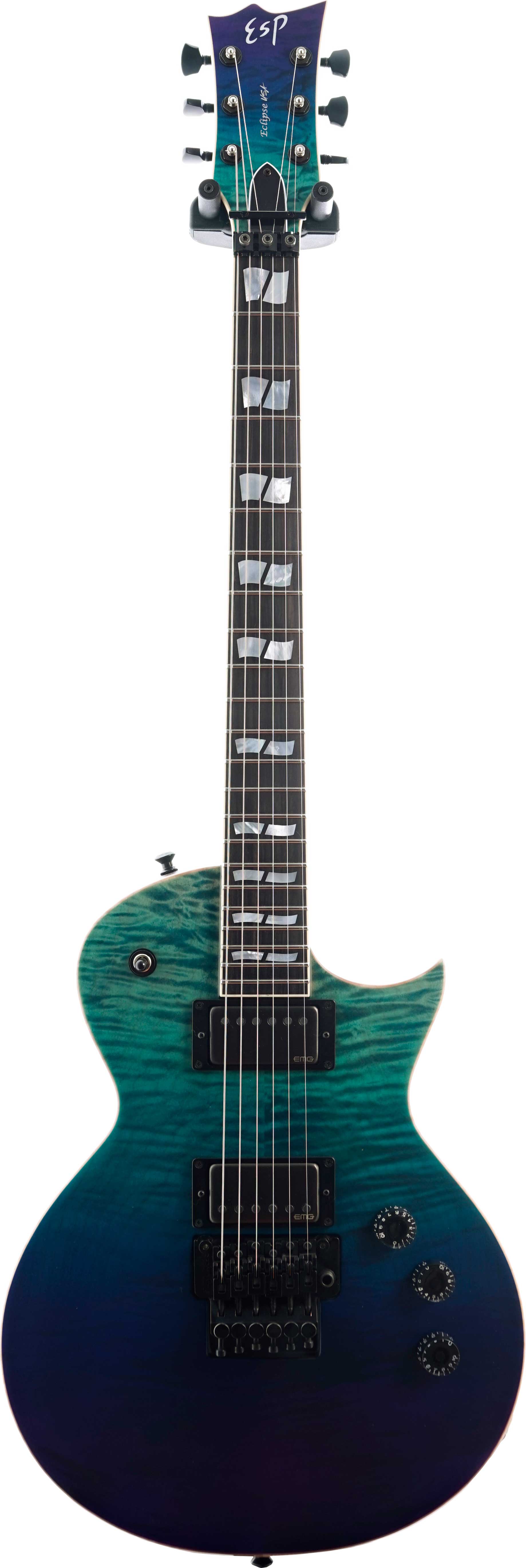 GUITARGUITAR ESP USA Eclipse Floyd Rose Flamed Maple EMG Violet Shadow Fade Satin Black Hardware #US23287