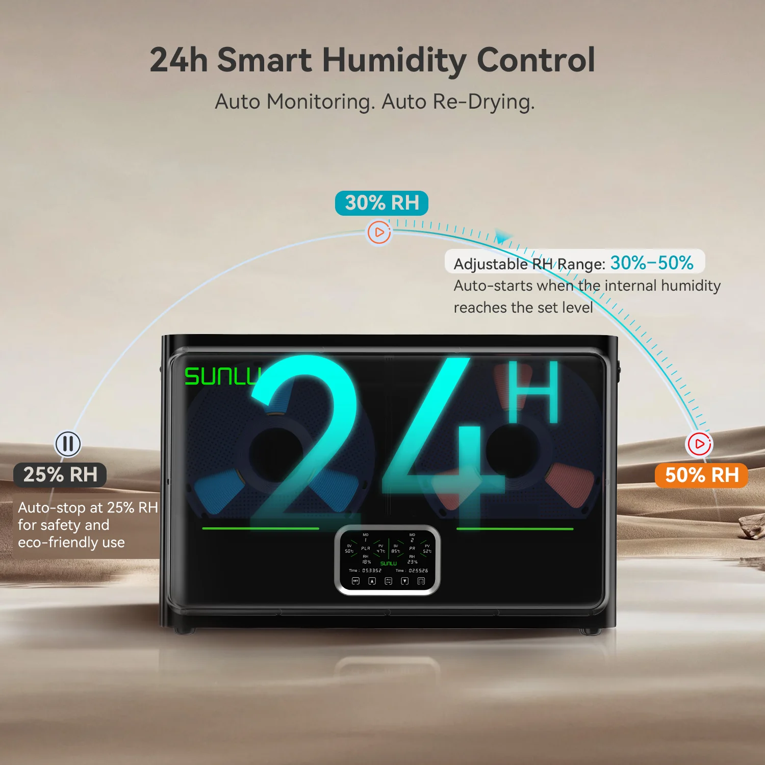 SUNLU FilaDryer S4 Pro, Dual-Zone Filament Dryer with Independent Temperature & Time Control, 85℃ Max Temperature, Drying & Annealing 2-in-1, Fits 4 × 1kg Filament Spools